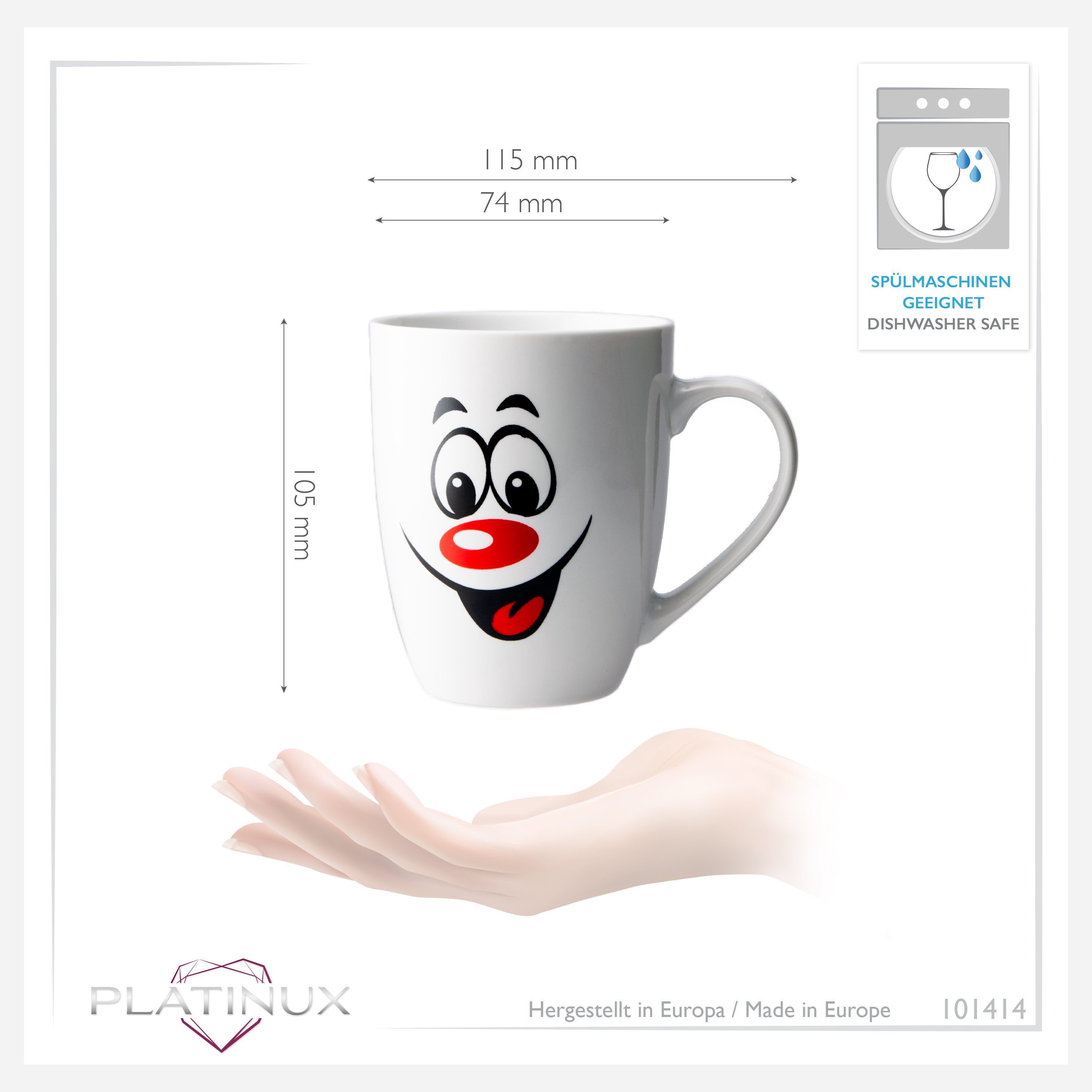 Teebecher Motiv Teetasse Gesichter Tasse mit 250ml Lustige PLATINUX Lustig Karneval Kaffeetassen, Kaffeebecher Keramik,