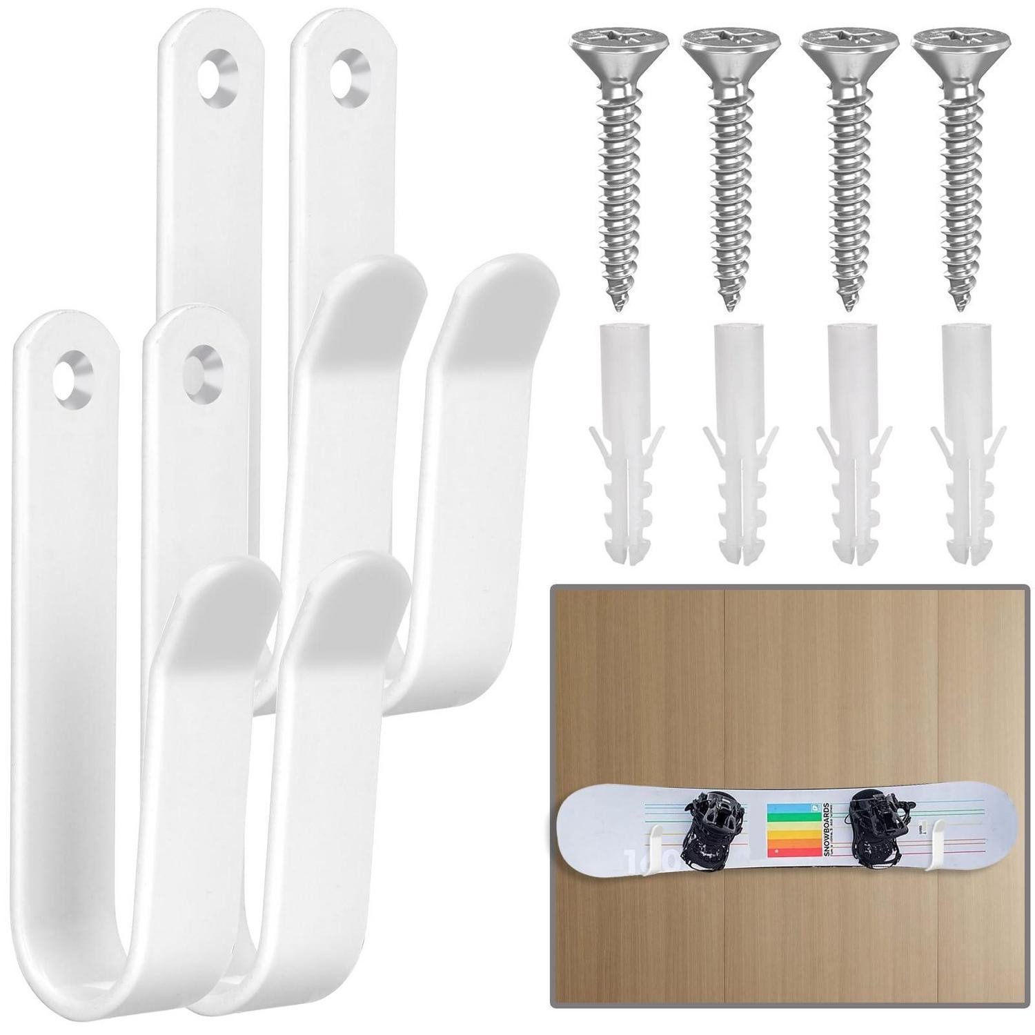LuxusKollektion Longboard Snowboard Wandhalterung Horizontal Schwarz 4er Set