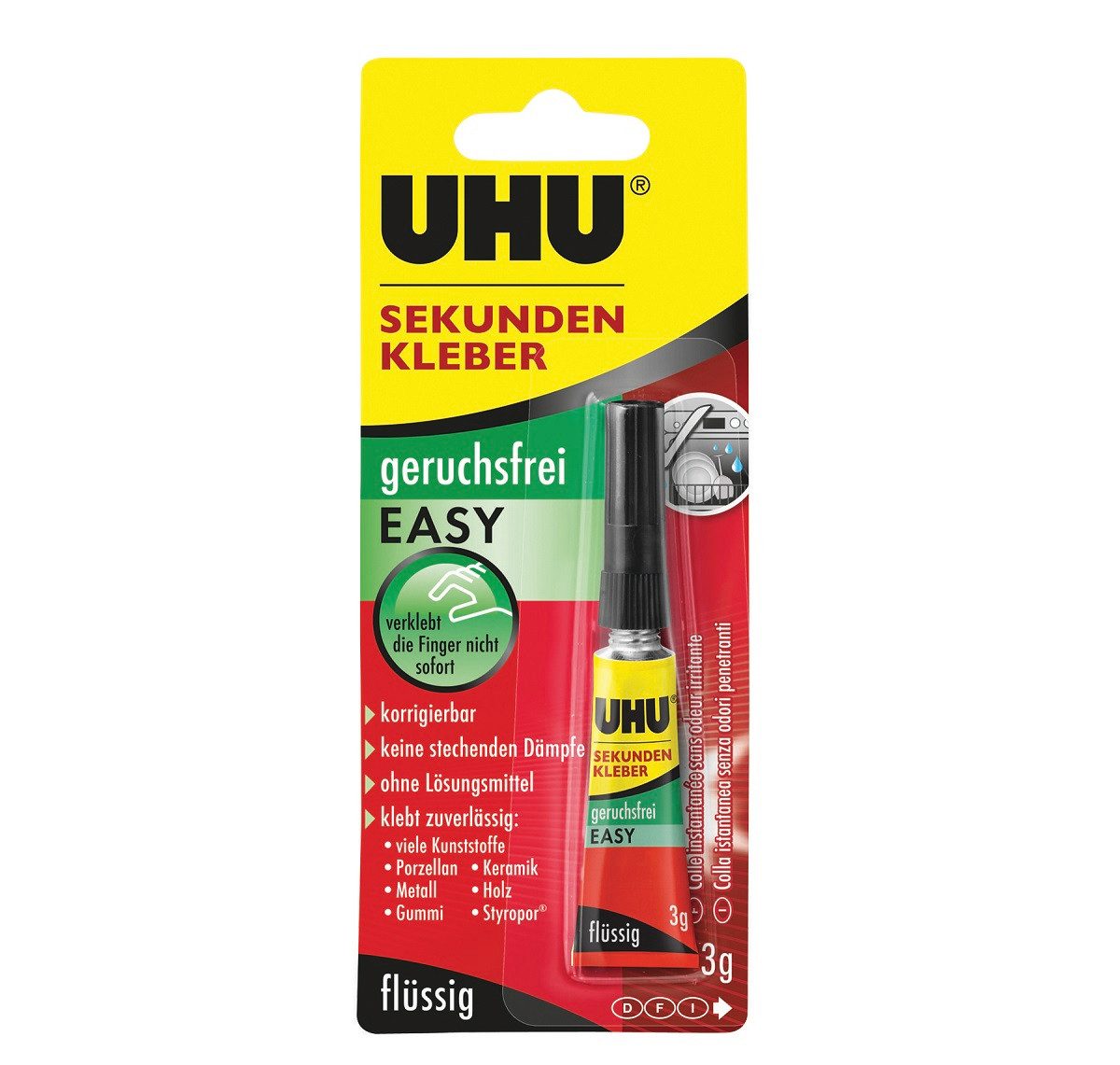 UHU Klebstoff UHU Sekundenkleber geruchsfrei Easy Lösemittelfrei, 3g