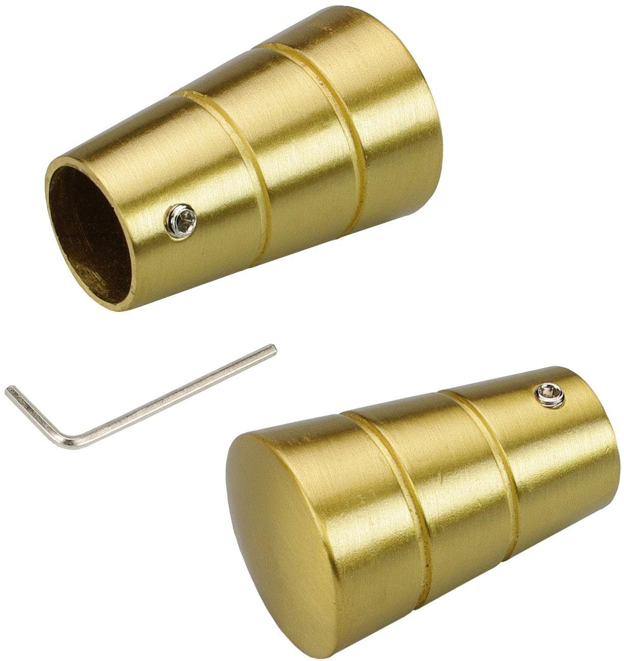 Gardinenstangen-Endstück Concav, Liedeco, Gardinen, (Set, 2-St), für Gardinenstangen Ø 16 mm goldfarben/matt | Gardinenstangen-Endstücke