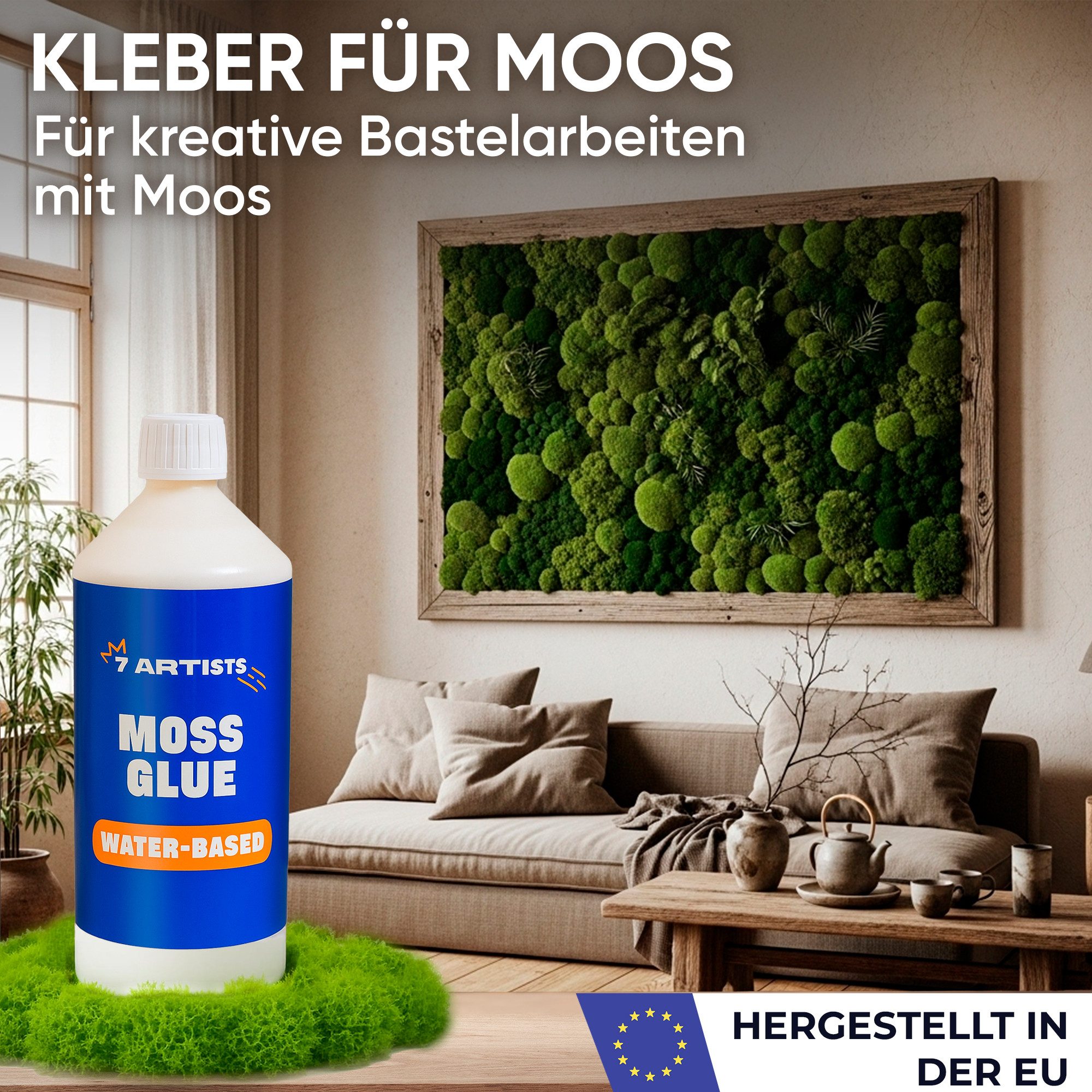 7 Artists Bastelkleber 7 Artists Mooskleber Bastelkleber für Moosbilder Islandmoos, Moosdeko, Grün und transparent 500 ml, 1000 ml