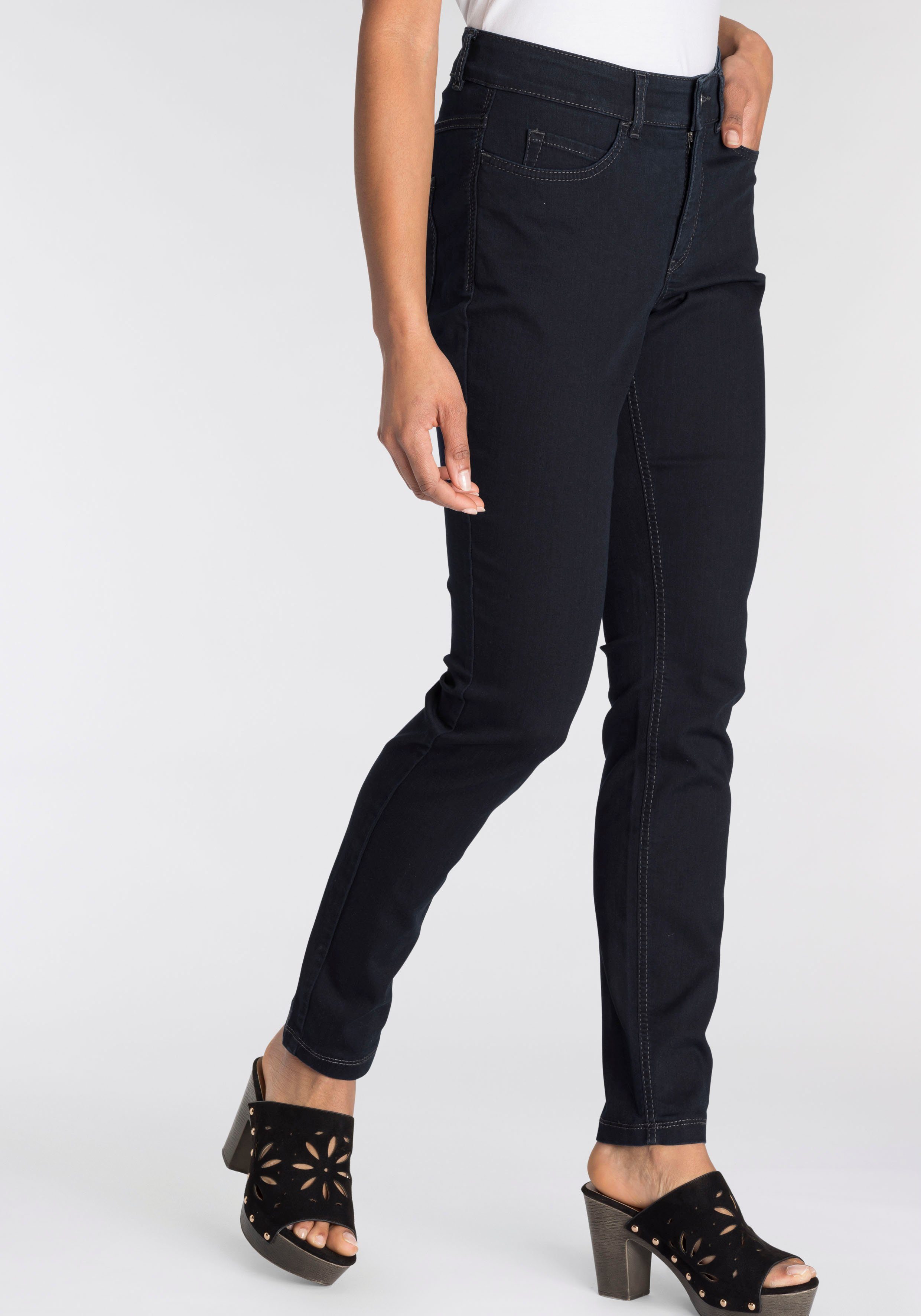 MAC Skinny-fit-Jeans bequem Power-Stretch Qualität Hiperstretch-Skinny blue dark Tag sitzt den ganzen rinsed