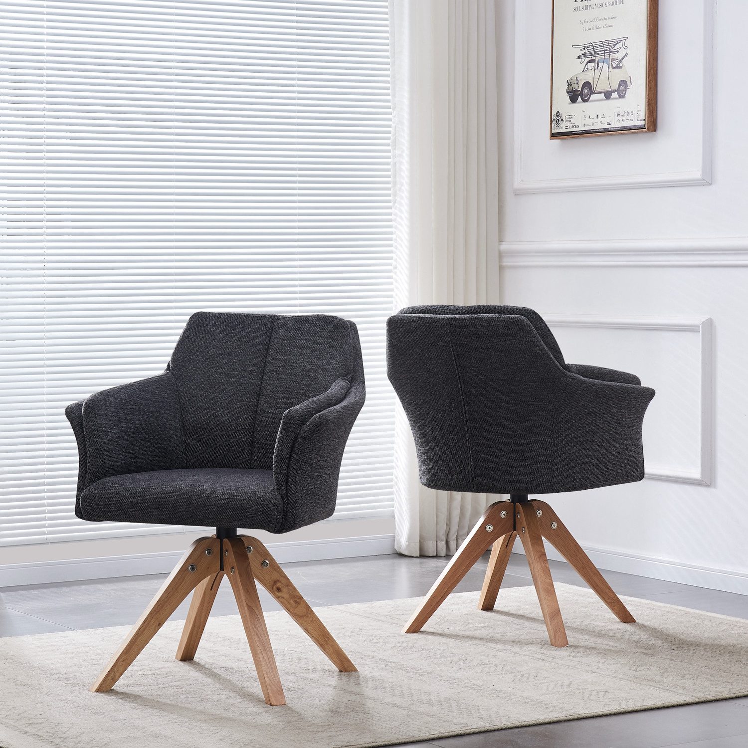 B&D home Polsterstuhl DAISY (1 St), drehbar, gepolstert mit Armlehnen, Holzbeine