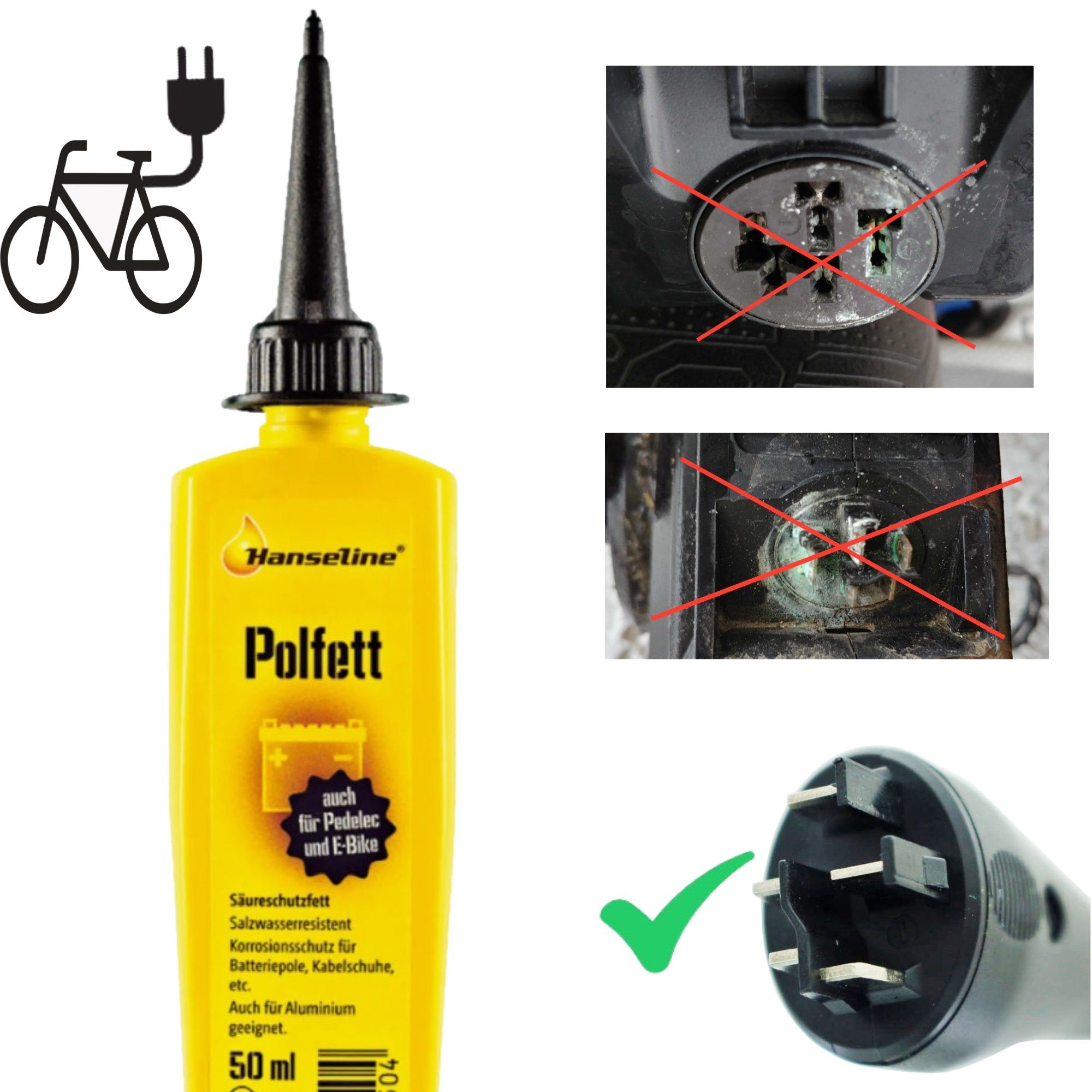 Hanseline Fahrrad-Montageständer Hanseline Polfett Batterie Kontakte Fahrrad Ebike Stecker Verbindungen