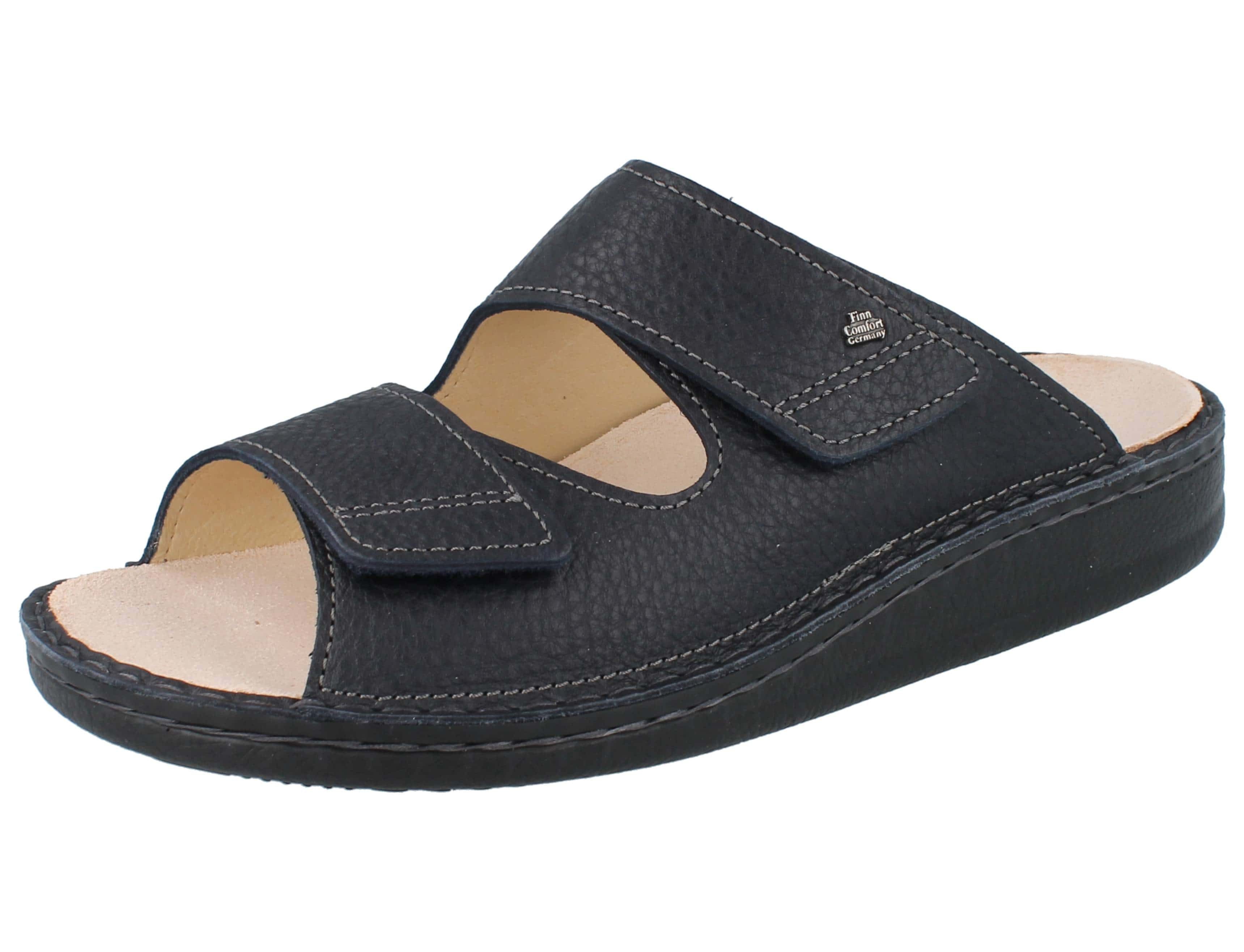Finn Comfort FINN COMFORT Riad Herren Pantolette blau Glattleder - Größe: 40 Hausschuh Wechselfußbett