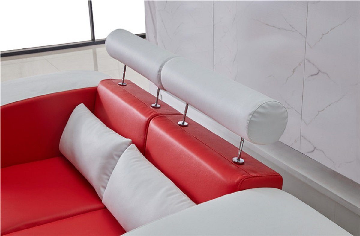 Set Sofa Couchen Rot/Weiß Leder Sofas, Design Europe Polster Sofa Sofagarnitur Sitzer JVmoebel Made 311 in