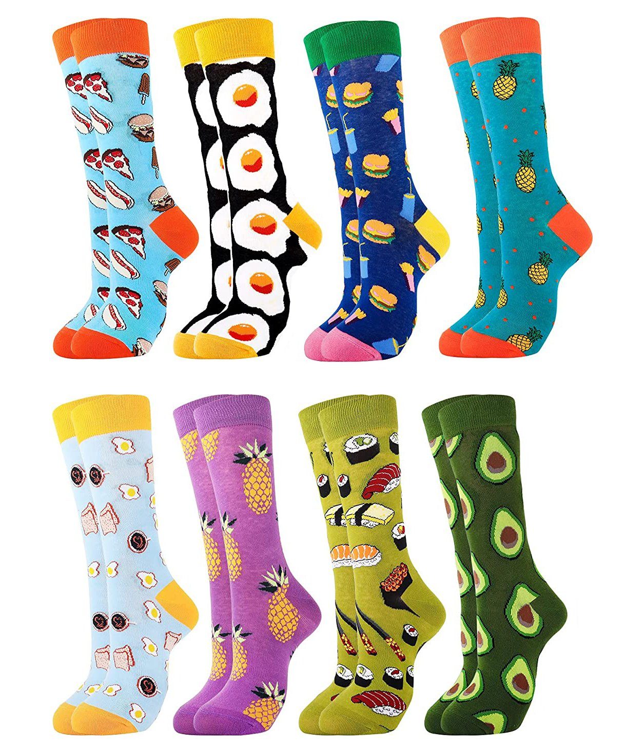 Alster Herz Freizeitsocken Lustige bunte Socken Sneakersocken, Unisex, Geschenk, A0375 (Set, 4-Paar) Baumwolle Motiv Socken, Größe 36-43