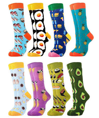 Alster Herz Freizeitsocken Motiv, lustige bunte Socken, unisex, Geschenk (4-Paar), A0375 (Set, 4-Paar) Baumwolle Motiv Socken, Größe 36-43