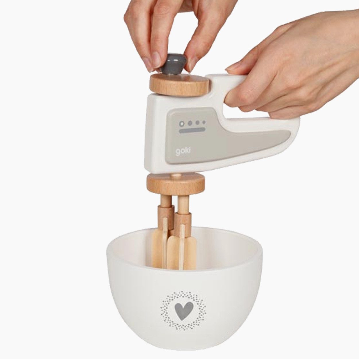 goki Kinder-Rührgerät Handmixer mit Rührschüssel, (packung, 2-tlg., spar set), aus Massiv Holz