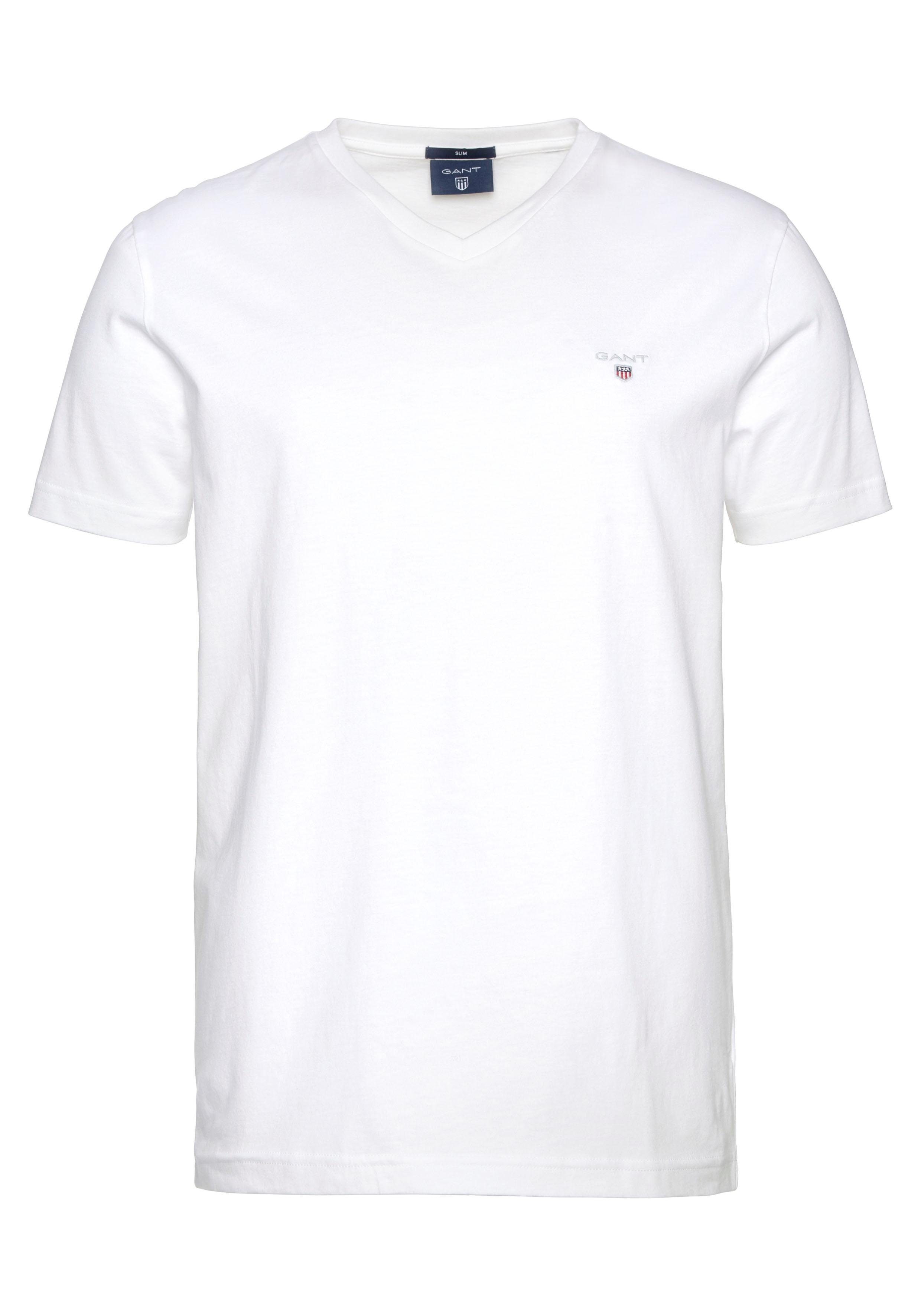 white V-Shirt Gant Blende mit