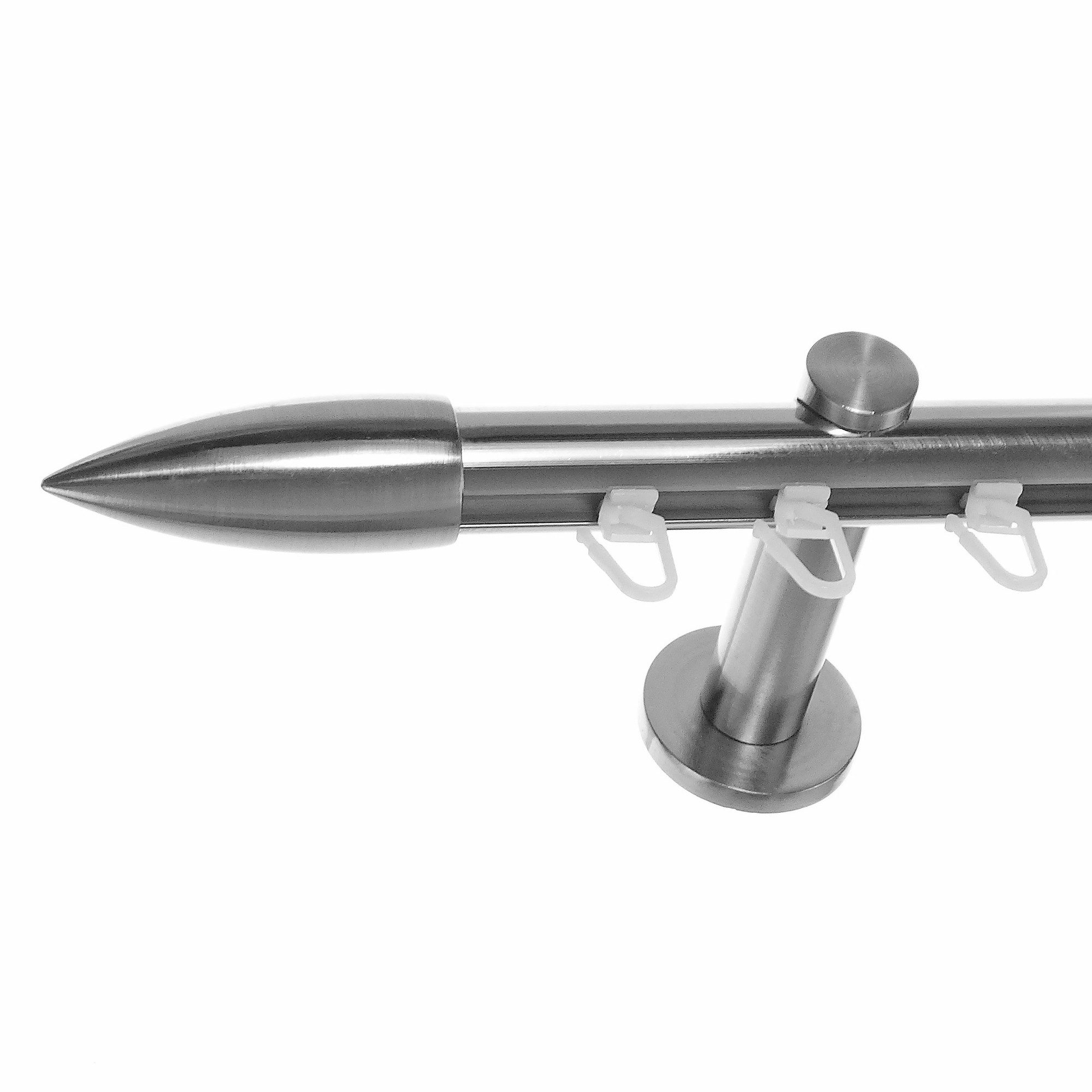 BASIT Gardinenstange Innenlauf Edelstahloptik 20mm mit Wandträgern 540 cm E82, Ø 20 mm, 1-läufig, verschraubt, Aluminium, H30 540 cm E82 Spitze