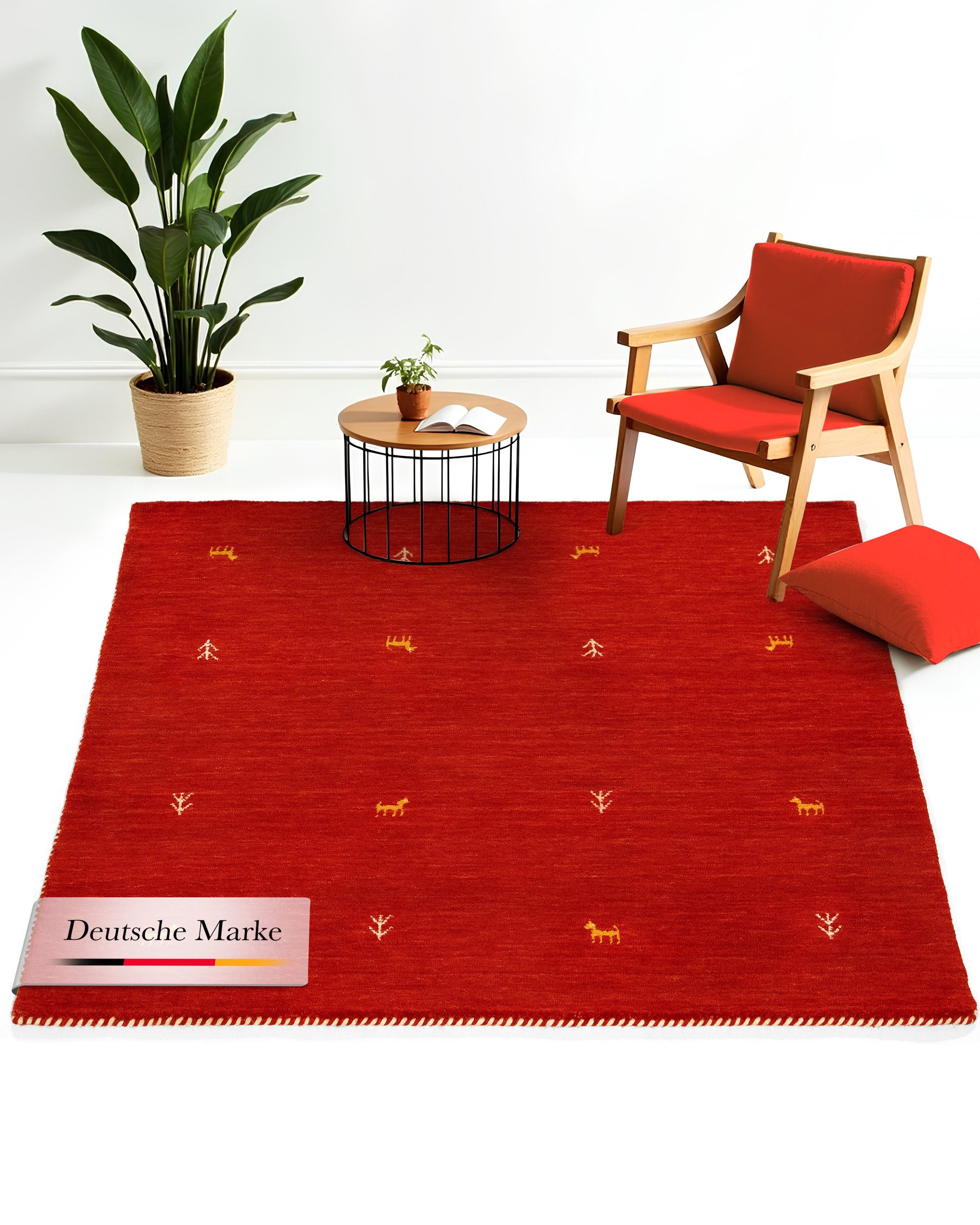 carpetfine Wollteppich Gabbeh-Uni, quadratisch, Höhe: 15 mm, reine Wolle, h günstig online kaufen