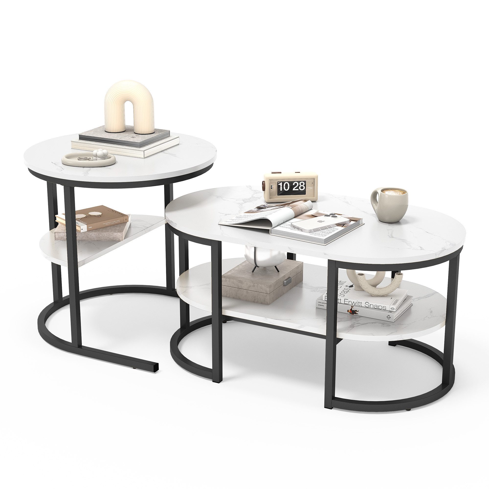 FUROKOY Couchtisch kaffeetisch wohnzimmertisch 2er set günstig online kaufen