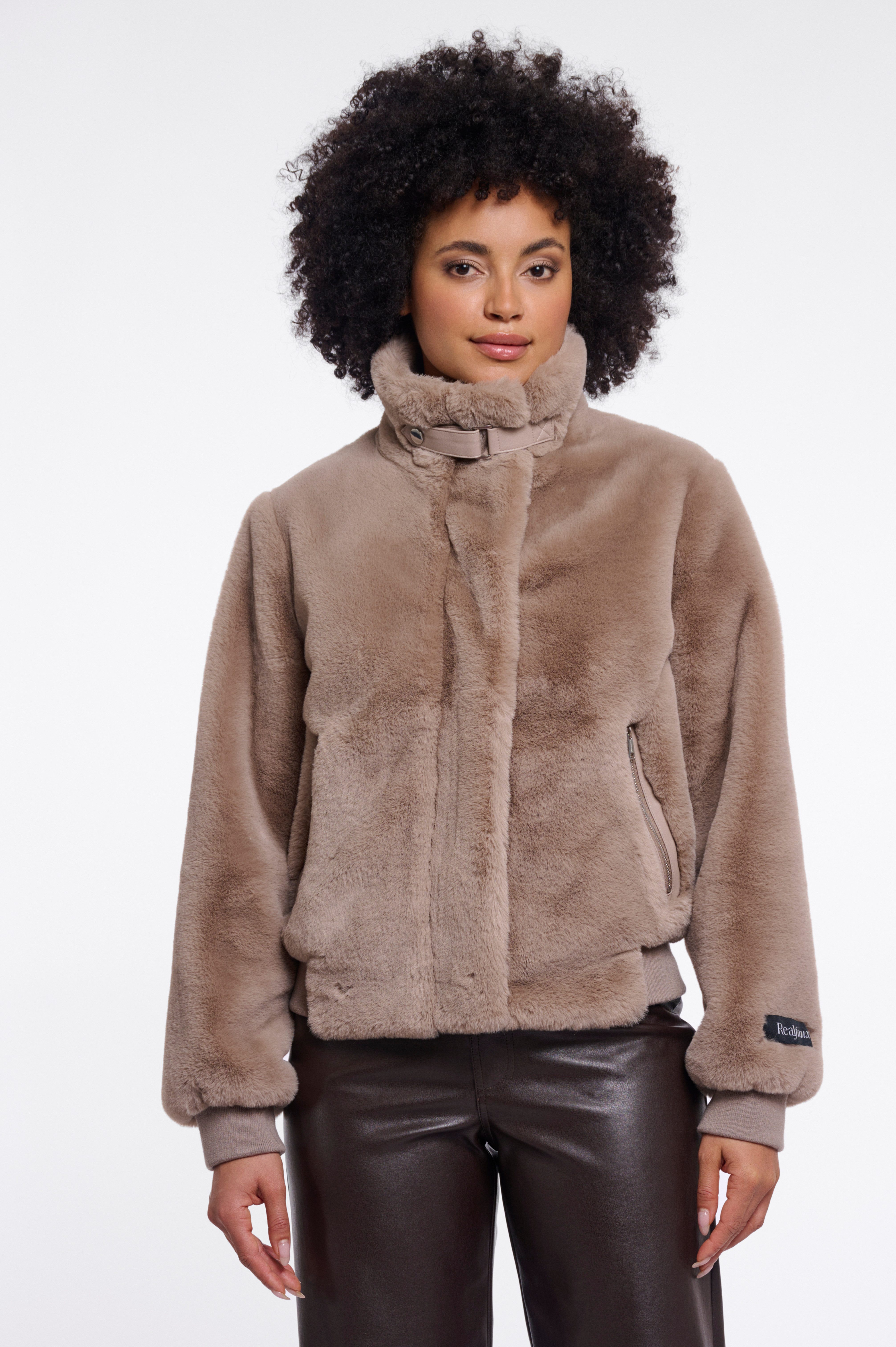 Rino & Pelle Fellimitatjacke AMBRA mit Riemen-Detail