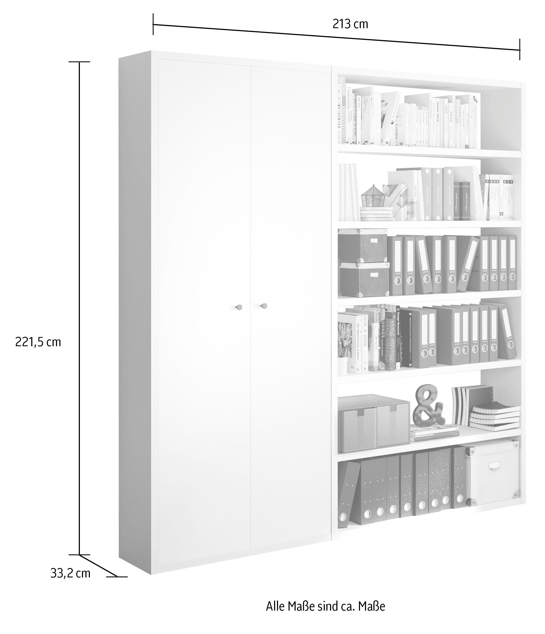 fif möbel Hochglanz TORO, | Weiß Weiß 1-tlg. Hochglanz Aktenregal