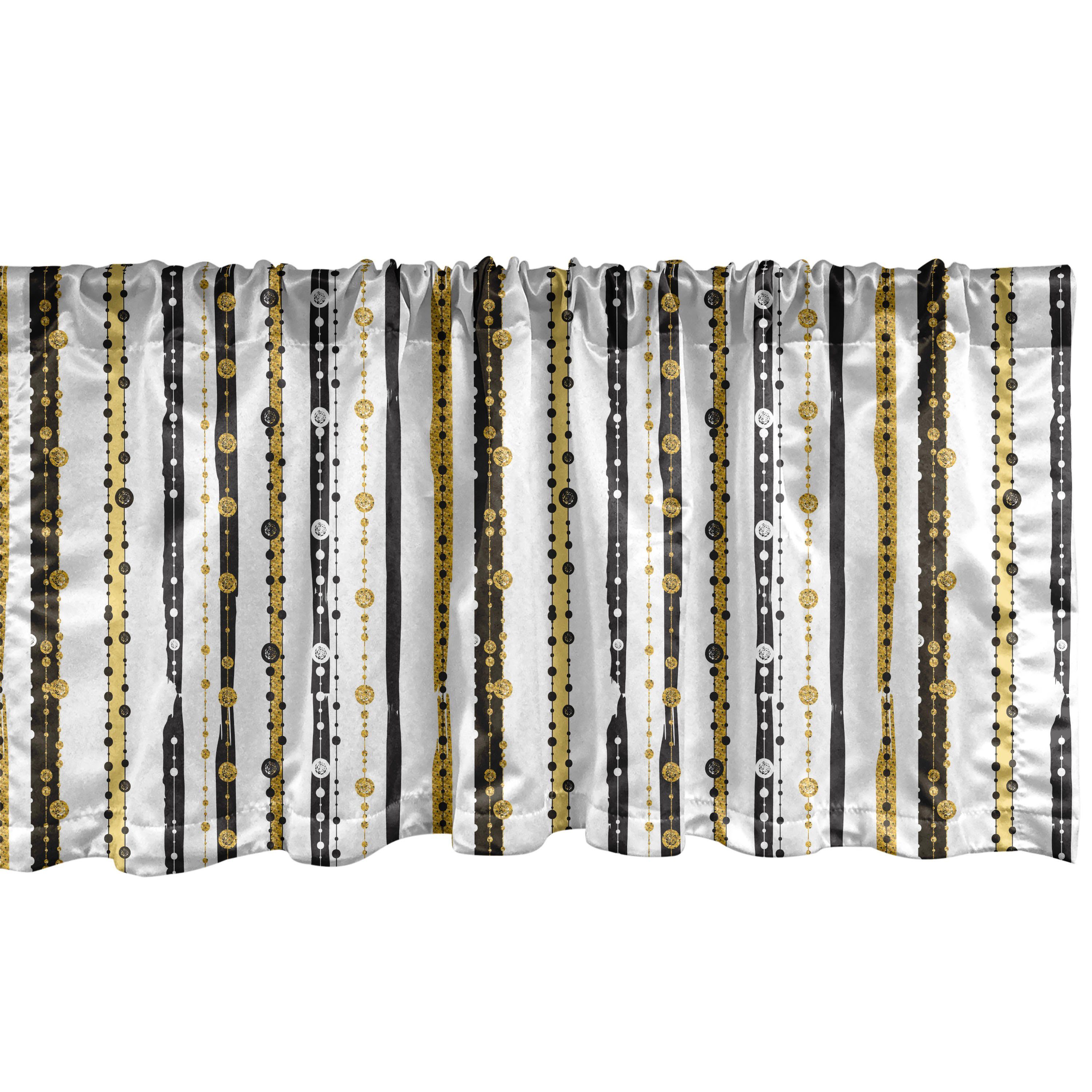 Scheibengardine Vorhang Volant für Küche Schlafzimmer Dekor mit Stangentasche, Abakuhaus, Microfaser, viktorianisch Vertikale Linien Runden