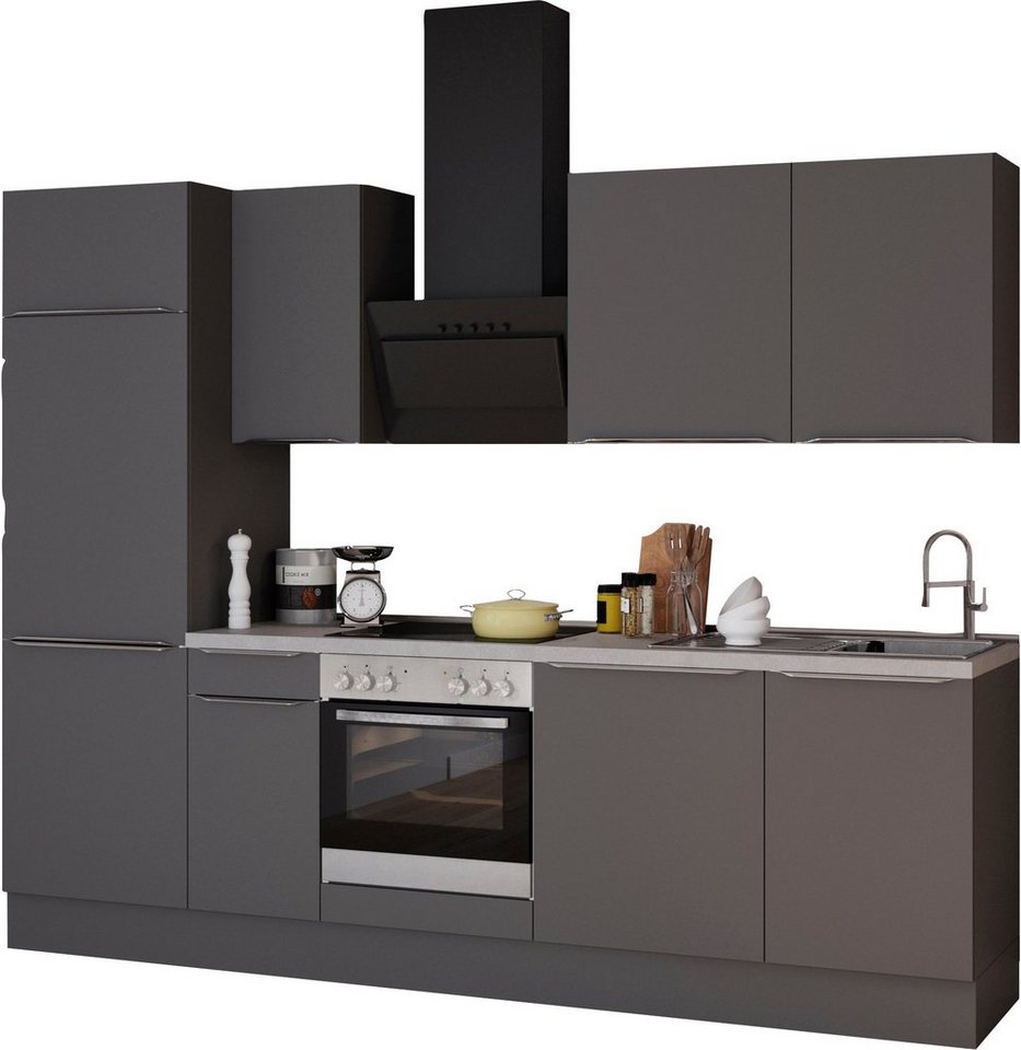 OPTIFIT Küchenzeile Aken, mit E-Geräten, Breite 270 cm, Mit 38 mm starker  Arbeitsplatte