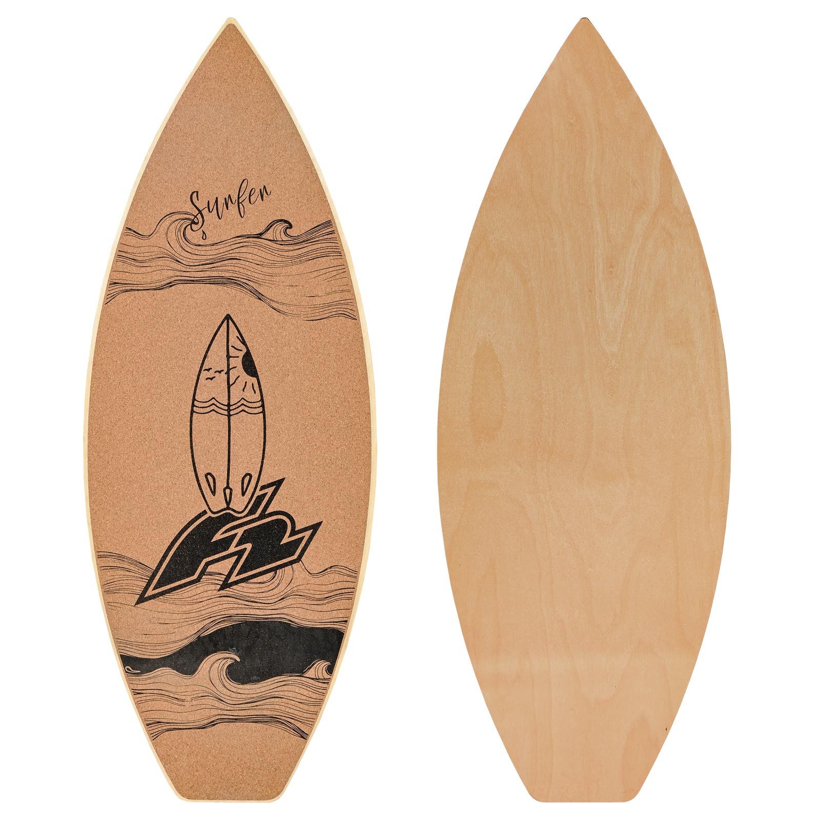 F2 Balanceboard F2 Kork Balance Board Surf 74x30cm mit Korkrolle