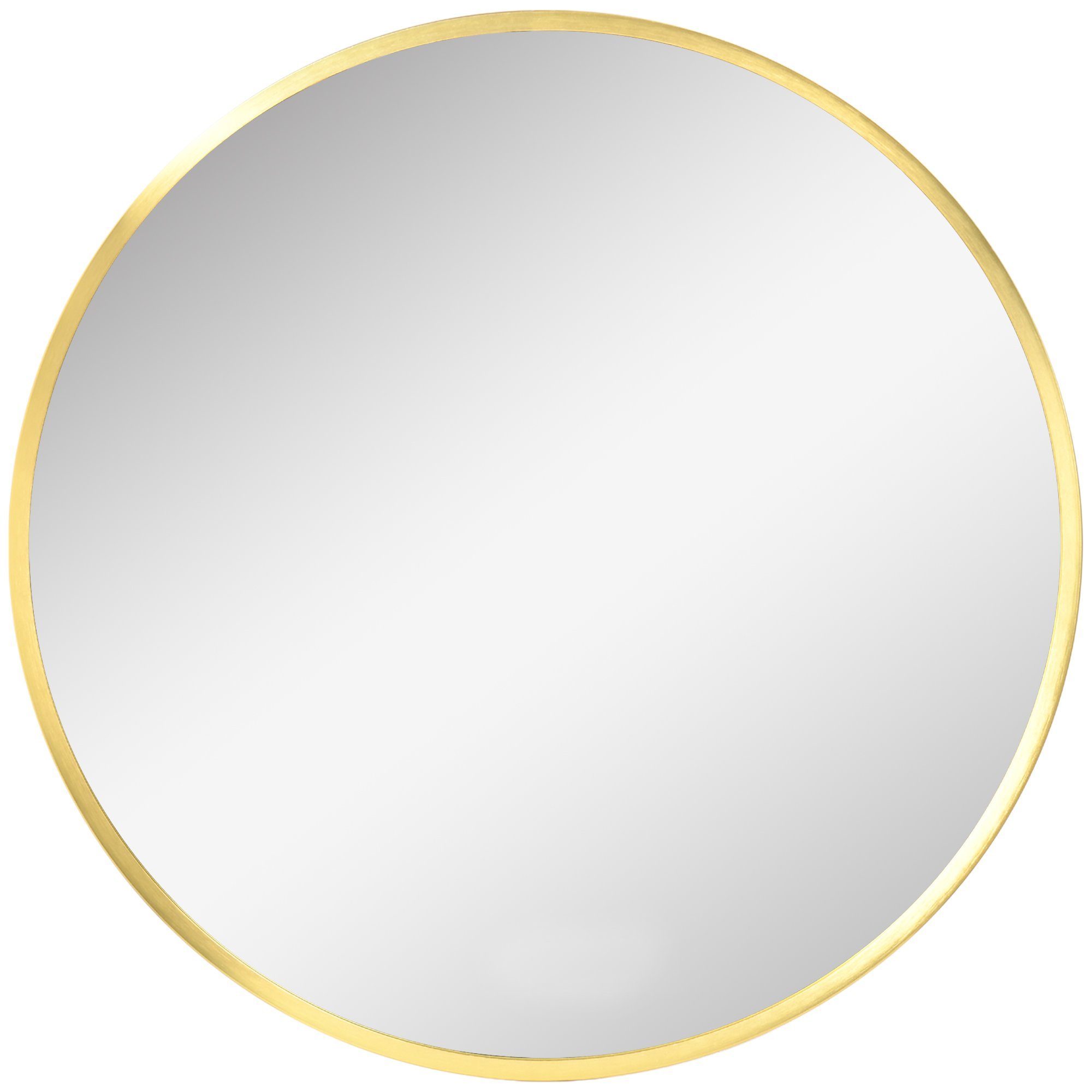 Kleankin Badspiegel Ø50 cm Badezimmerspiegel (50 cm Wandspiegel, 1-St., Runder Spiegel), für Wohnzimmer, Schlafzimmer, Badezimmer, IP44, Gold, Alu