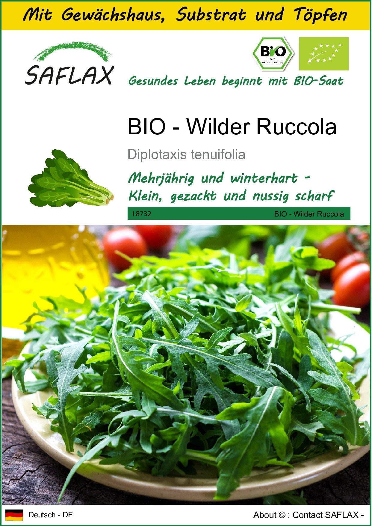 Gemüsesamen SAFLAX - Anzuchtset - BIO - Wilder Ruccola