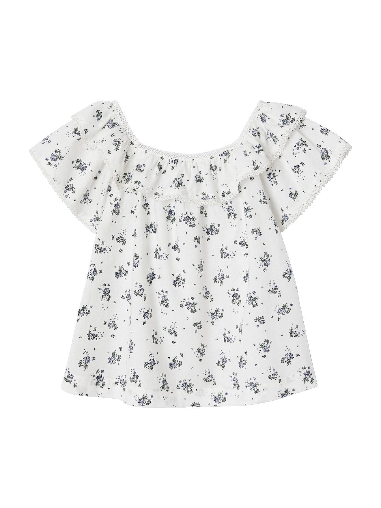 Kurzarmbluse Mädchen Bluse mit Blumenmuster