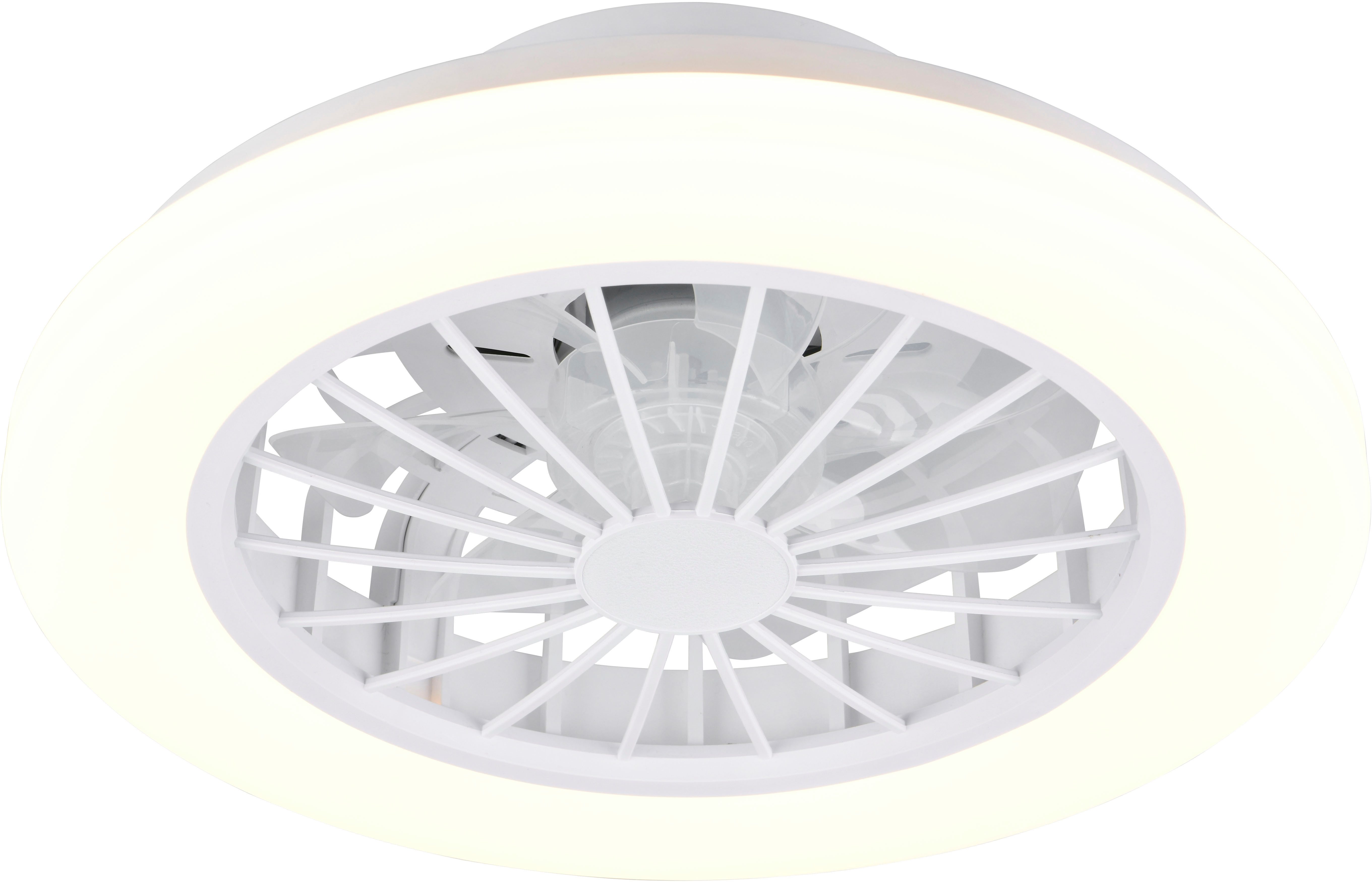 Hanseatic LED Deckenleuchte DLVO69222RS, Deckenventilator mit Licht Ø 38cm, inkl Fernbedienung, CCT - über Fernbedienung, Dimmfunktion, Fernbedienung, Infrarot inkl., Memoryfunktion, Nachtlichtfunktion, Timerfunktion, Ventilatorfunktion, getrennt schaltbar, mehrere Helligkeitsstufen, LED fest integriert, Farbwechsler, warmweiß - kaltweiß, Ventilator mit 5 Stufen, Vor- & Rücklauf, LED mit CCT Timer Nachtlicht