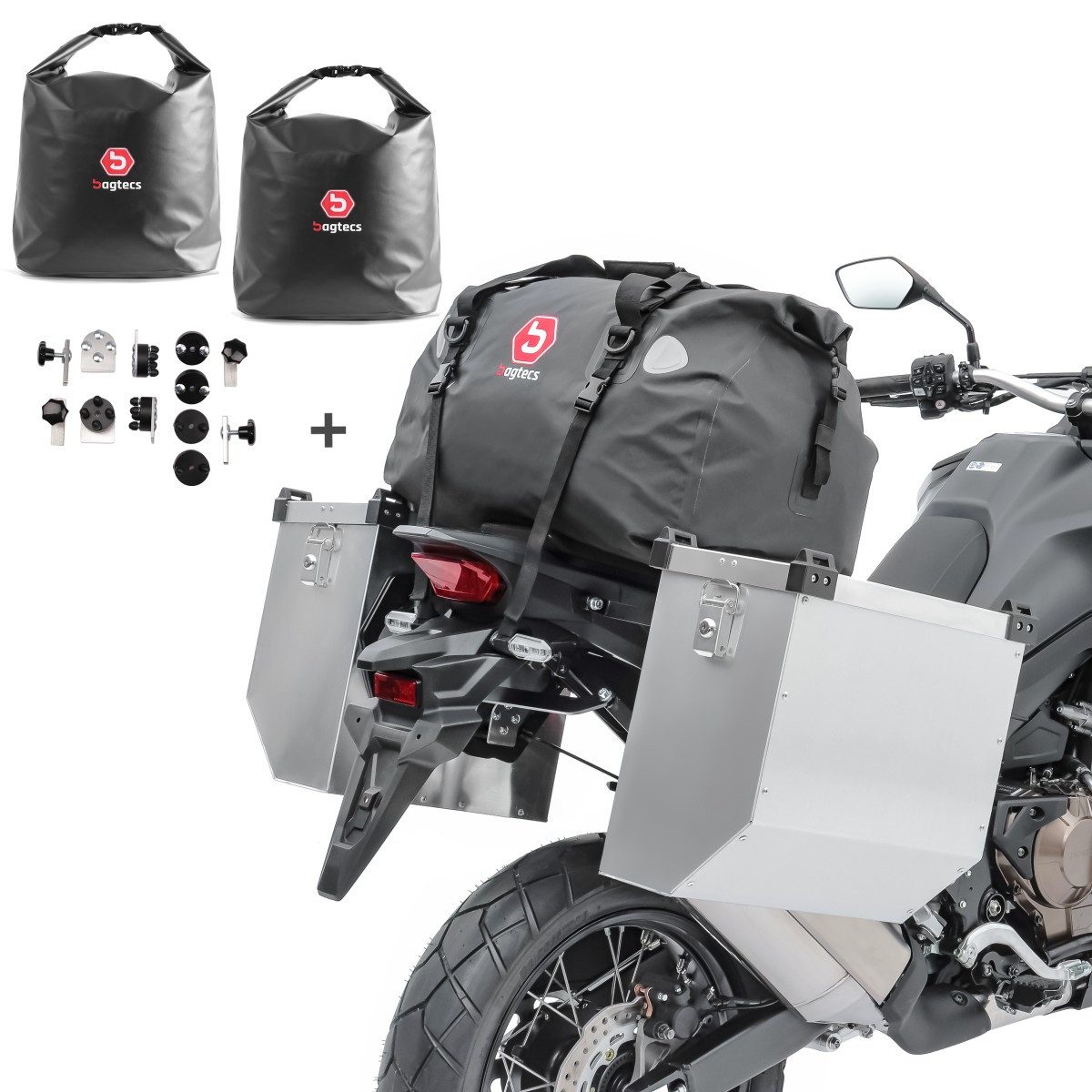 Bagtecs Kofferset Alukoffer M1 2x36l für BMW R 100 GS / PD + Hecktasche + Innentaschen