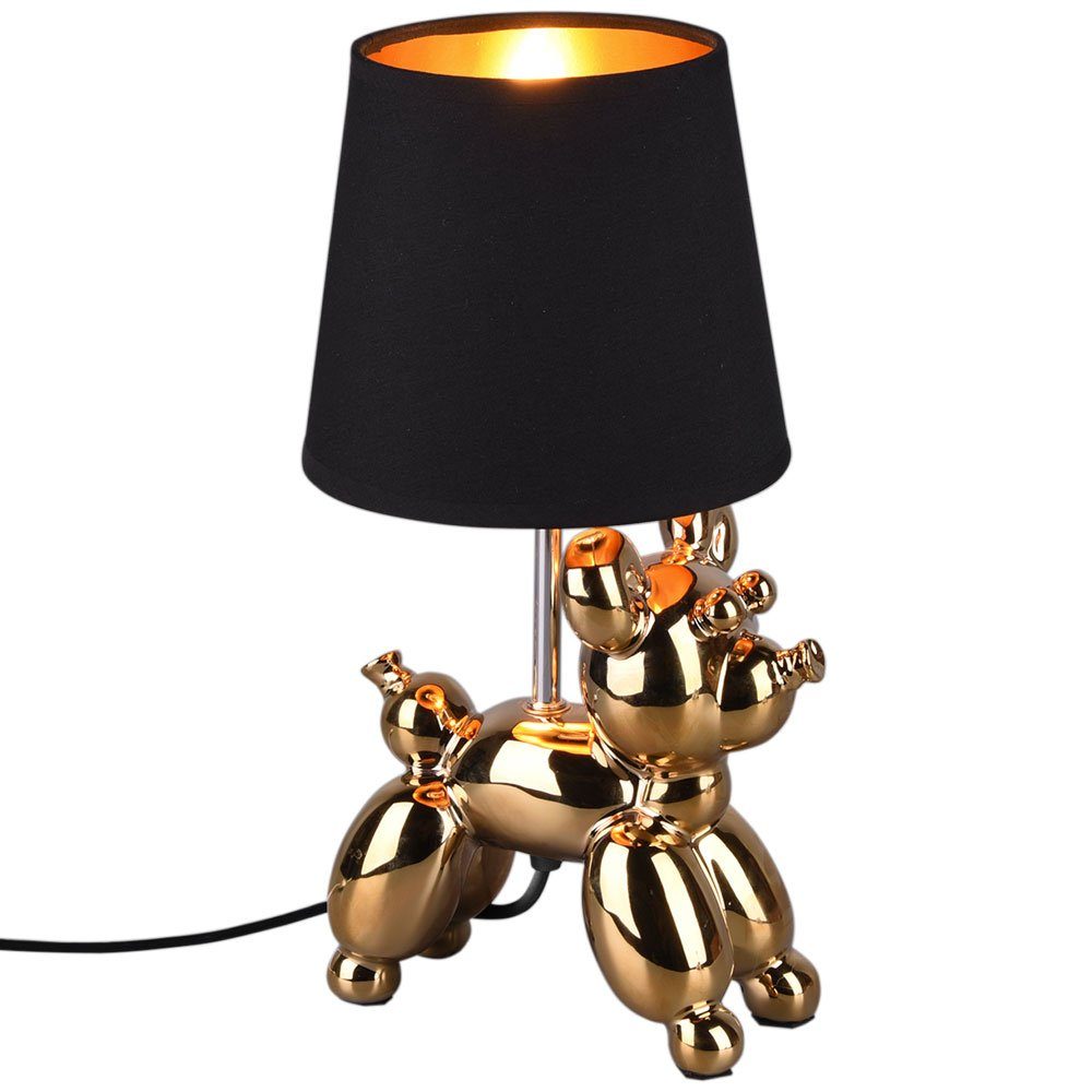 nicht Schreibtischlampe, Tischleuchte Tischlampe Gold etc-shop Textil Leuchtmittel inklusive, Schlafzimmerlampe Hund