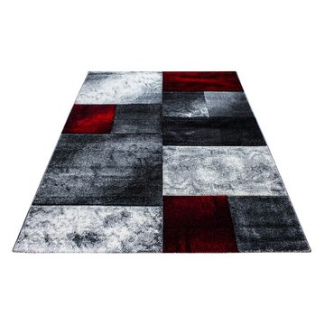 Frisé-Teppich Kariert Design, Carpettex, Läufer, Höhe: 13 mm, Wohnzimmer Teppich Rot Kurzflor Konturenschnitt Kariert Design