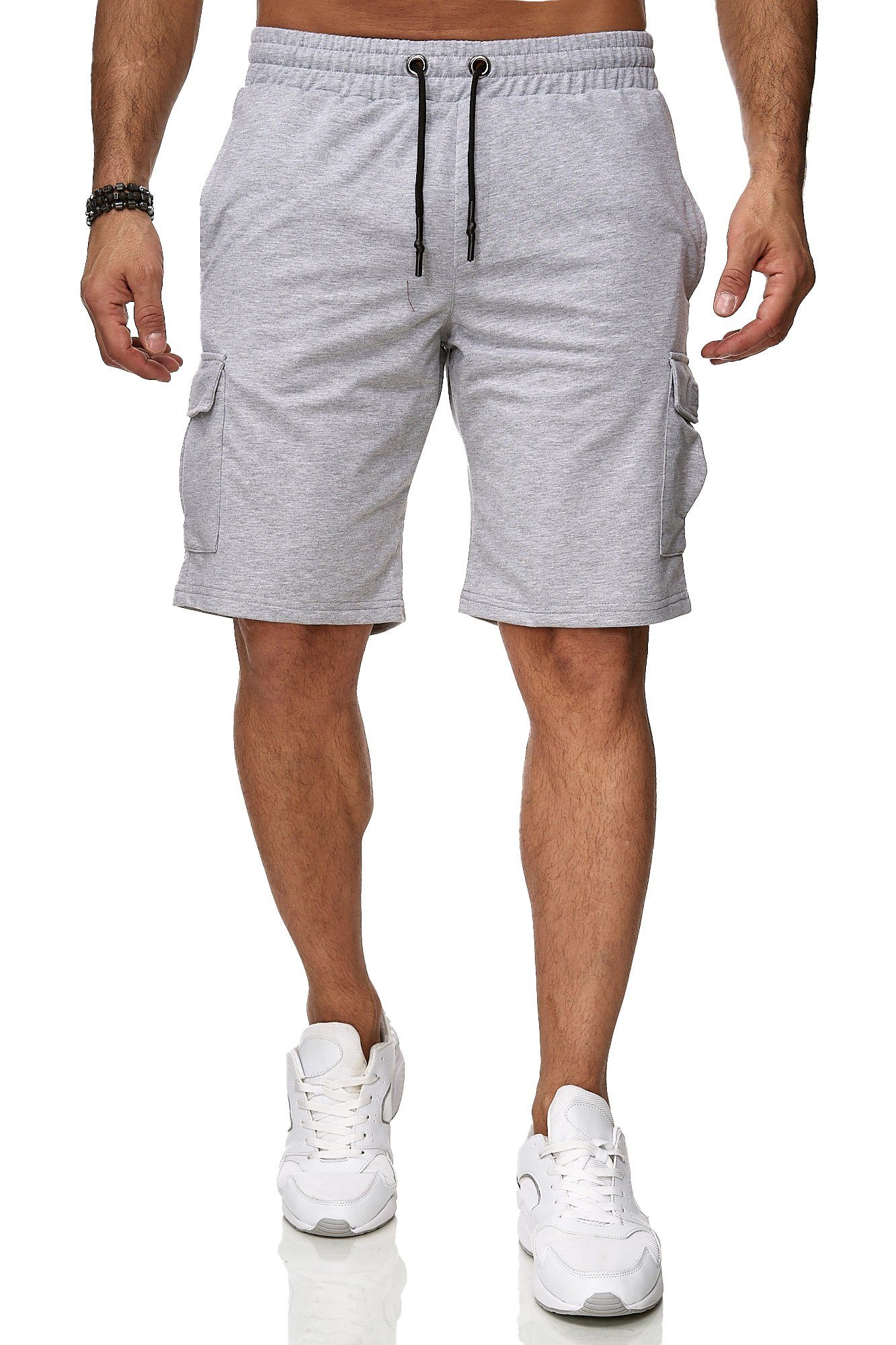 Reslad Sweatshorts Reslad Kurze Jogginghose mit Sweatshorts Cargo Shorts Herren Bermuda (1-tlg) Cargo-Taschen Sport-Hose Jogginghose Hose grau