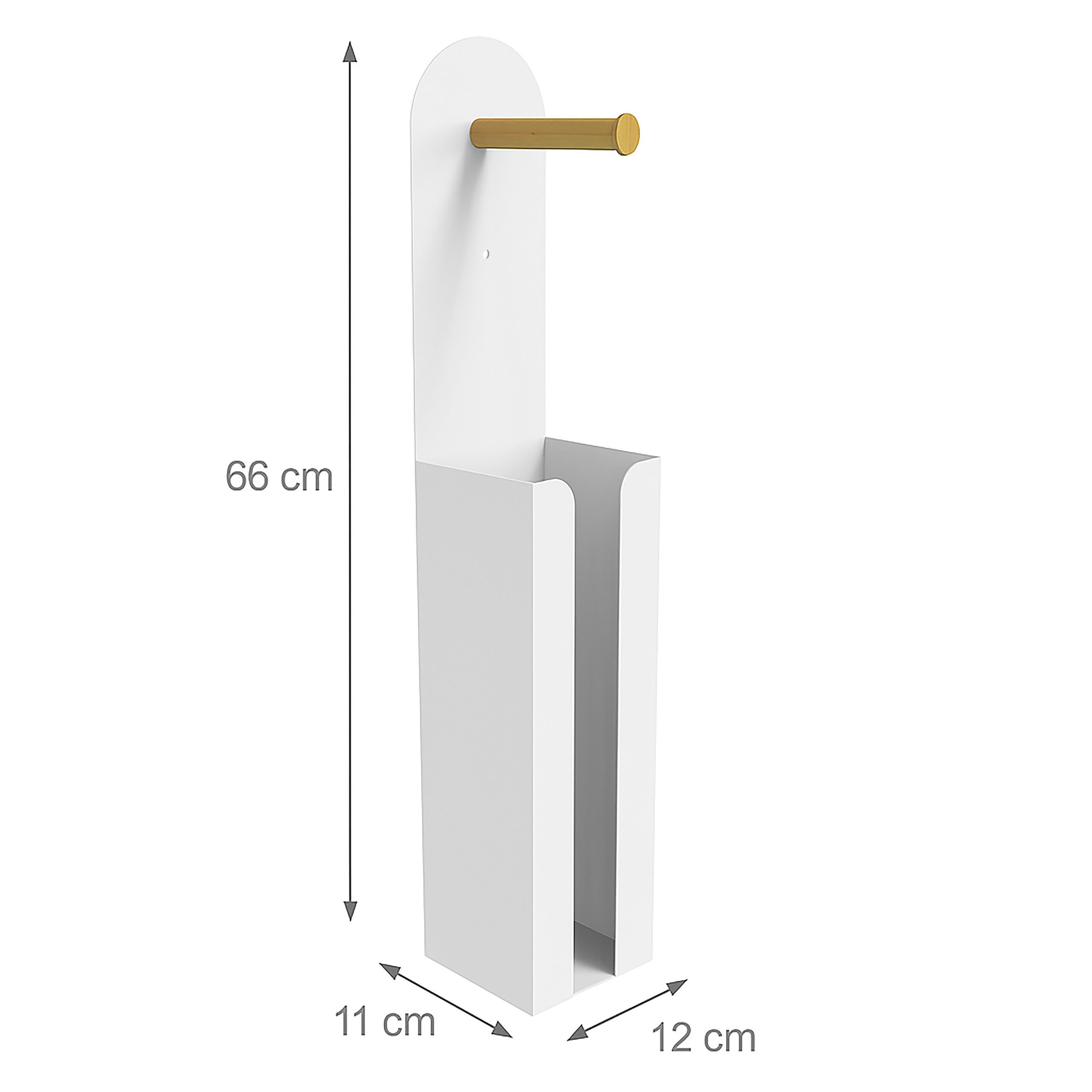 relaxdays Toiletten-Ersatzrollenhalter Toilettenpapierhalter freistehend 2 in 1 (1-St), weiß – Bild 4 von 5