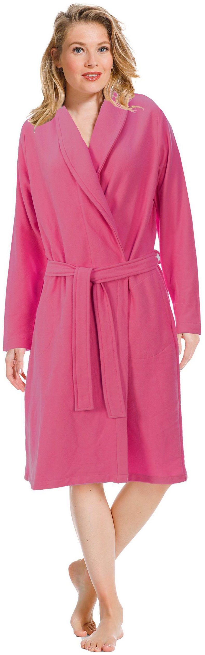 Pastunette Damenbademantel Damen Bademantel, Midi, Baumwollmischung, Schalkragen, Gürtel, Kuschelige Qualität