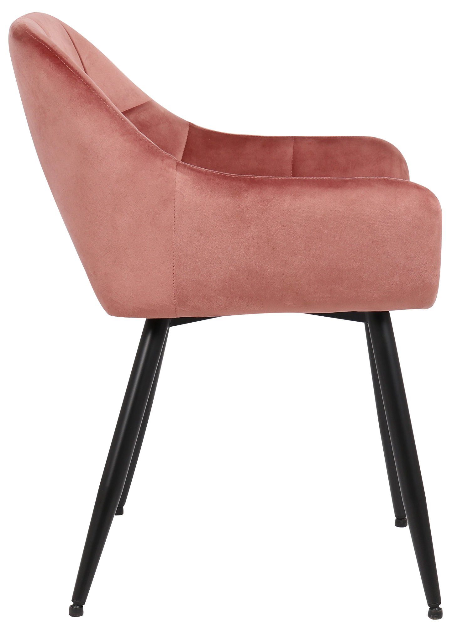 Metall Sitzfläche Emil Besucherstuhl Sitzfläche: Konferenzstuhl - Esszimmerstuhl matt TPFLiving hochwertig - Samt Wohnzimmerstuhl), mit schwarz gepolsterter - - (Küchenstuhl rosa Gestell: