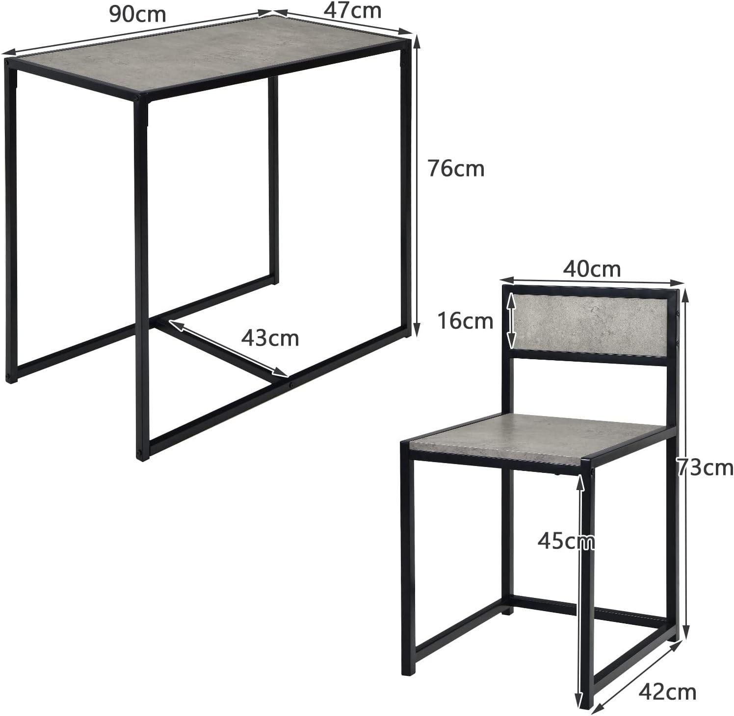 KOMFOTTEU Sitzgruppe Bistrotisch Stühlen, mit im 3-tlg), Industriedesign(Grau) 2 (Set