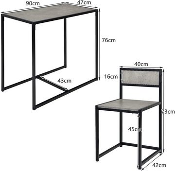 KOMFOTTEU Sitzgruppe Bistrotisch mit 2 Stühlen, (Set, 3-tlg), im Industriedesign(Grau)