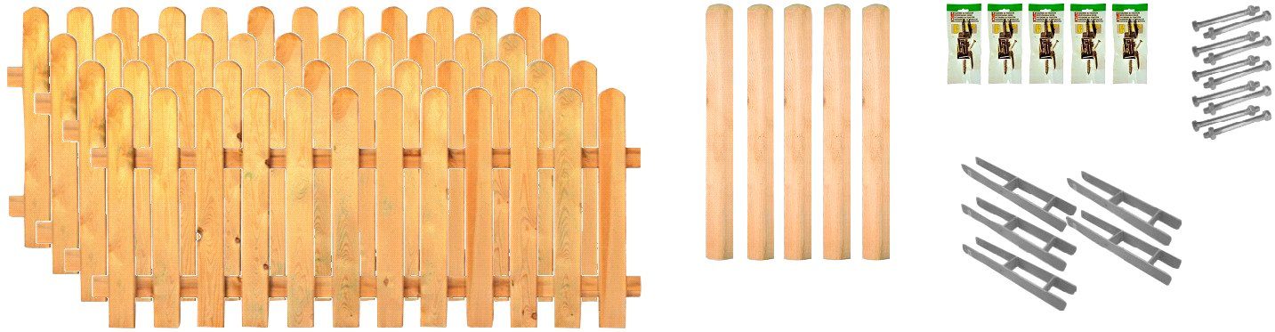 Tetzner & Jentzsch Lattenzaun Lakeland 2, (Set), 4 Elemente, LxH: 765x100 cm