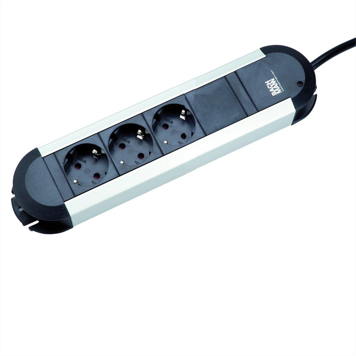 Bachmann PRIMO Steckdosenleiste 3x Schutzkontakt, Aluminium Steckdosenleiste (Kabellänge 1.75 m), 1,75m, 331.000
