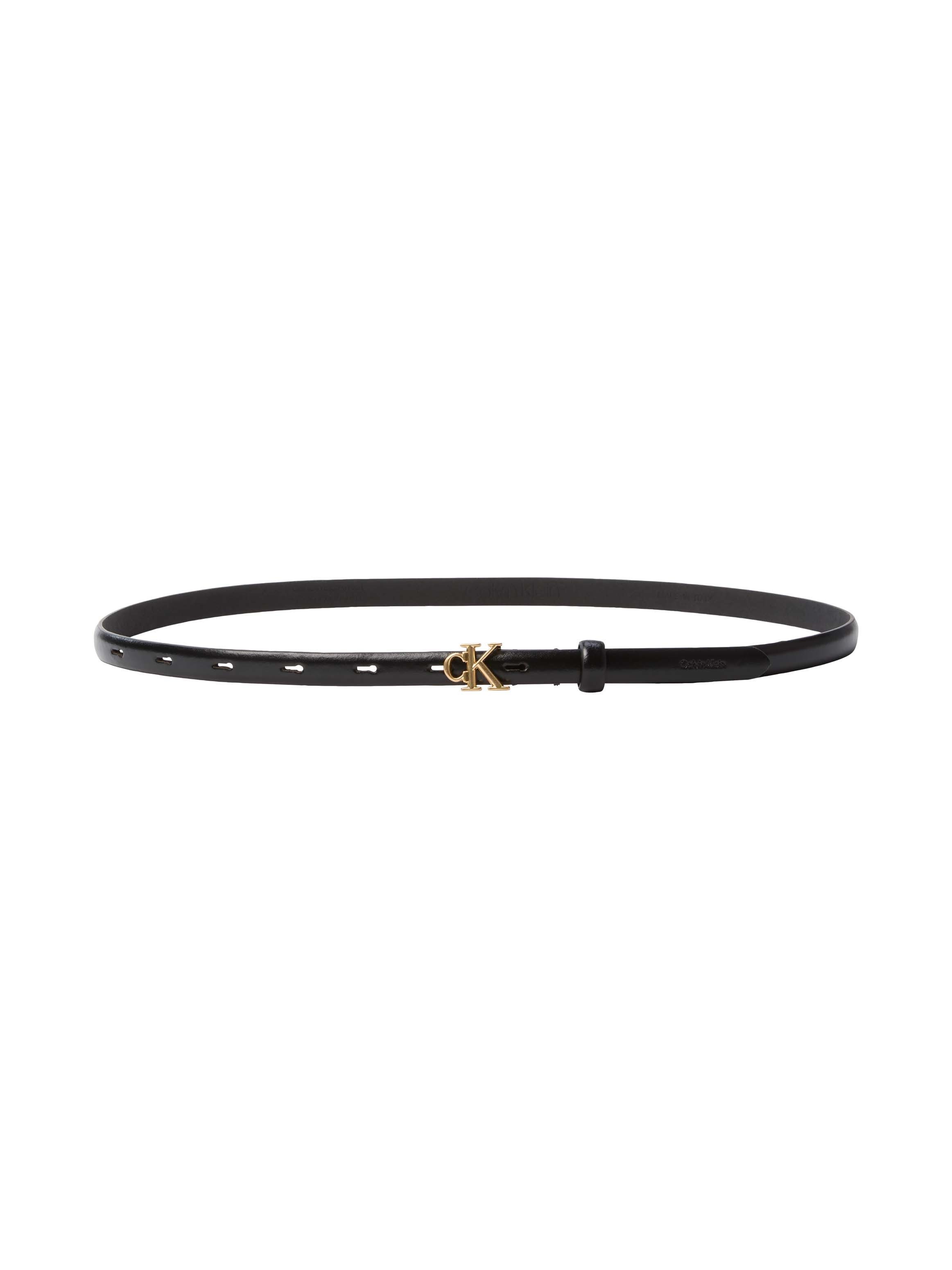 Calvin Klein Ledergürtel ROUND CK BUCKLE 15MM BELT SMOOTH Größenverstellbar mit Metallschließe