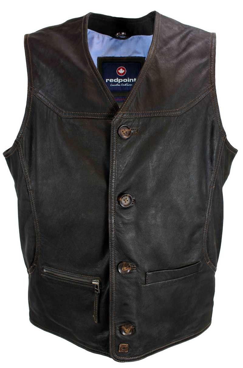 Redpoint Lederweste Leo/M Redpoint - Herren Lederweste Weste Nubukleder dunkelbraun