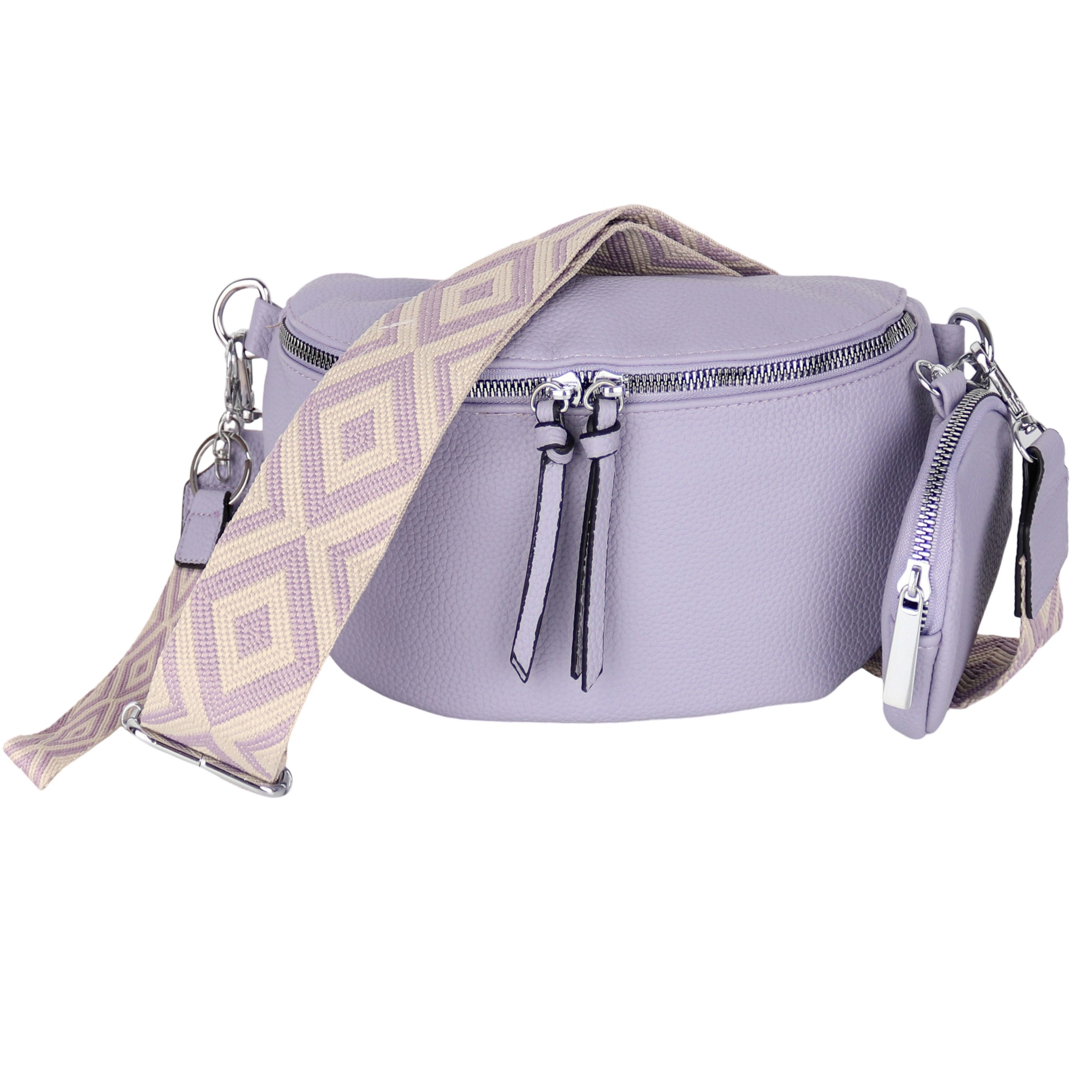 MIRROSI Bauchtasche Damen Taschen, Umhängetasche, Brusttasche, 26x16x8cm Veganes Leder (Schultertasche für jeden Anlass, (dazu 1x Schlüsselband und 1x Münzenbeutel), Crossbody Bag, Bohemian gemusterten & verstellbaren Schulterriemen