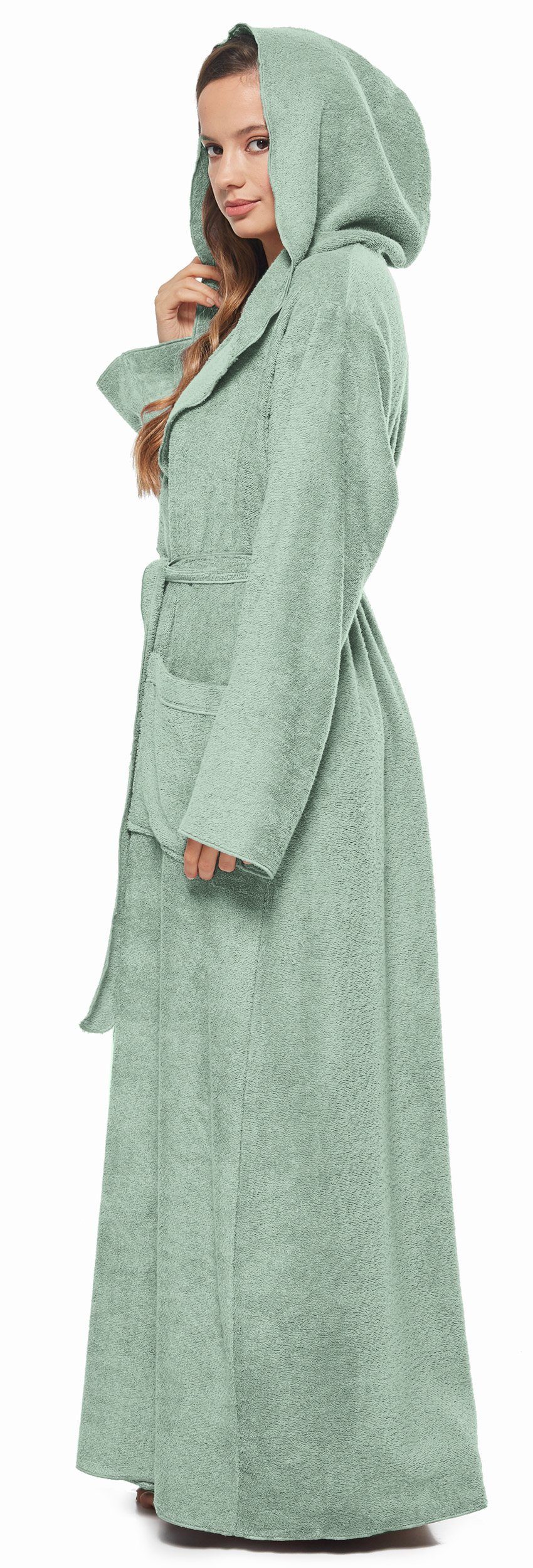Arus Damenbademantel Angel, extra lang, mit Kapuze, ideal für Zuhause & Wel günstig online kaufen