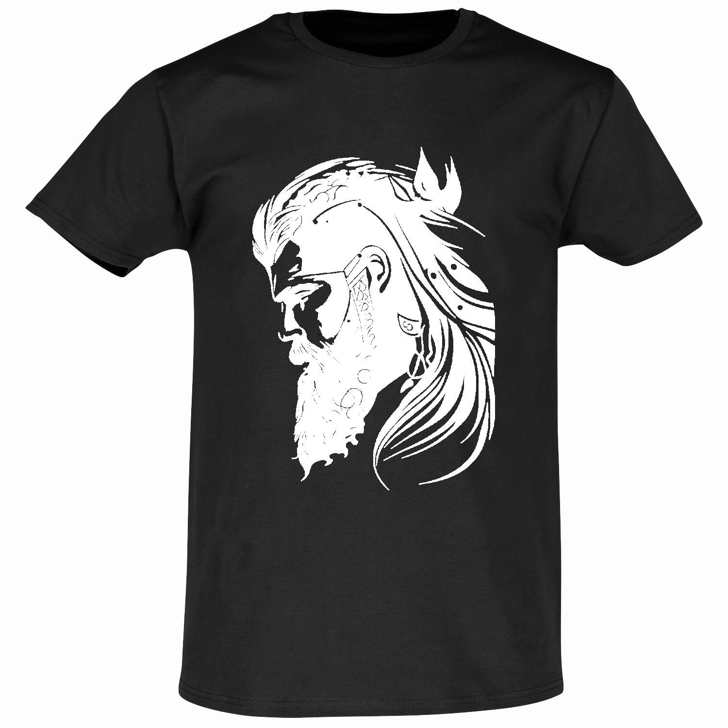 Banco T-Shirt Banco Herren T-Shirt mit Nordischem Flair König der Bärte langer Bart SchwarzWeiß