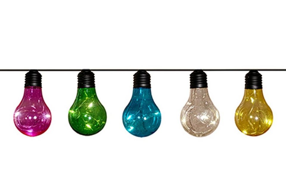 Coen Bakker LED-Lichterkette, Solar Lichterkette 10 Glühbirnen bunt