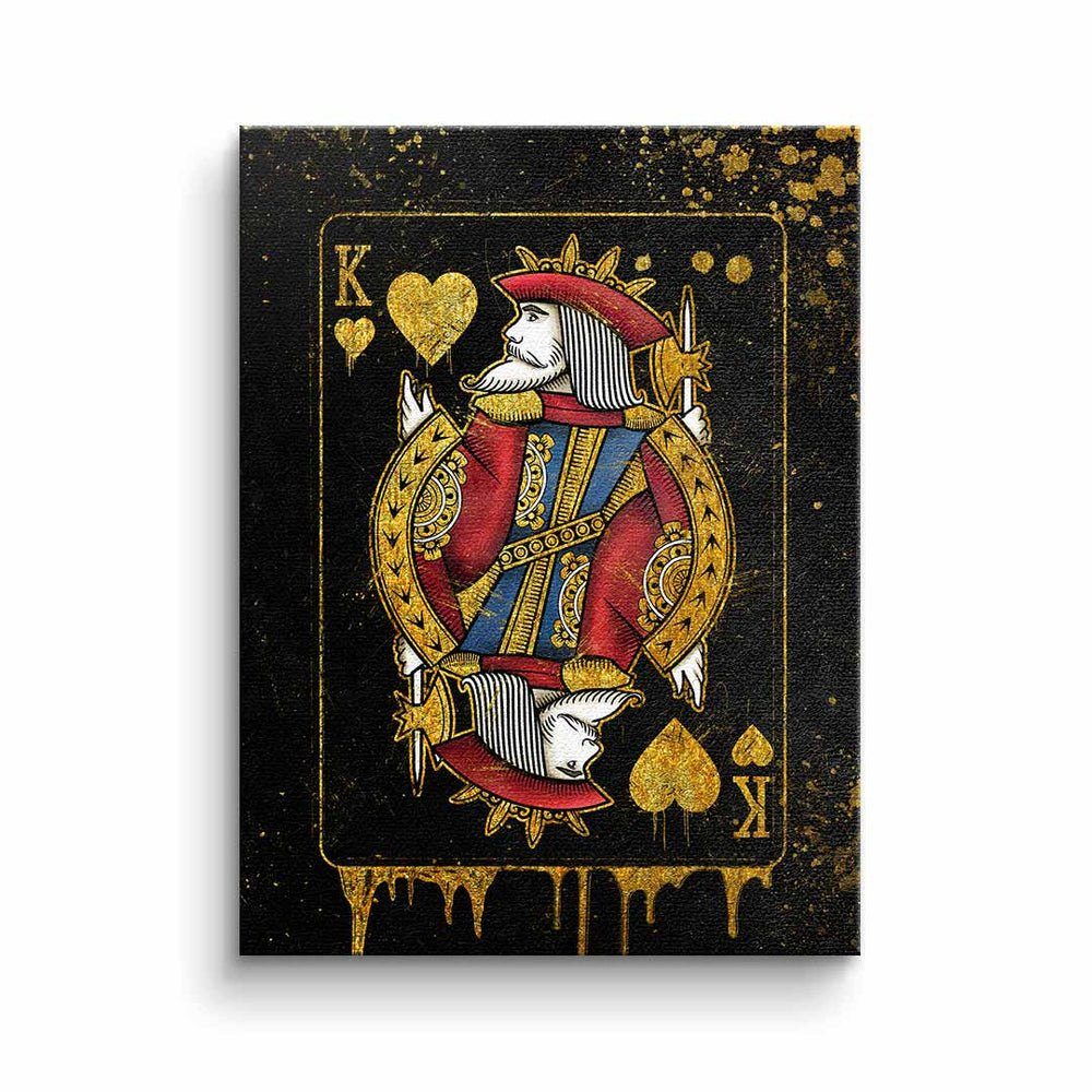 DOTCOMCANVAS® Leinwandbild, Leinwandbild King Card schwarz gold König Karte edel elegant mit premi ohne Rahmen