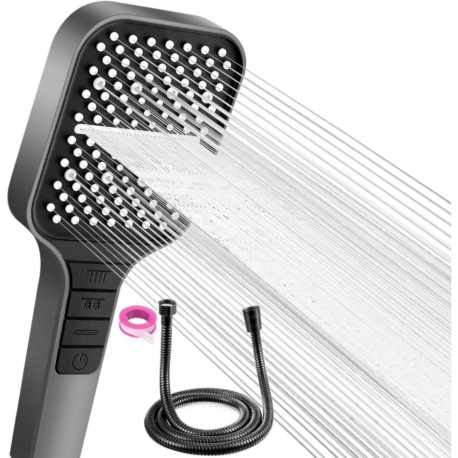 LuxusKollektion Handbrause Duschkopf mit 1.5M Schlauch 7 Strahlarten Wassersparend Regendusche
