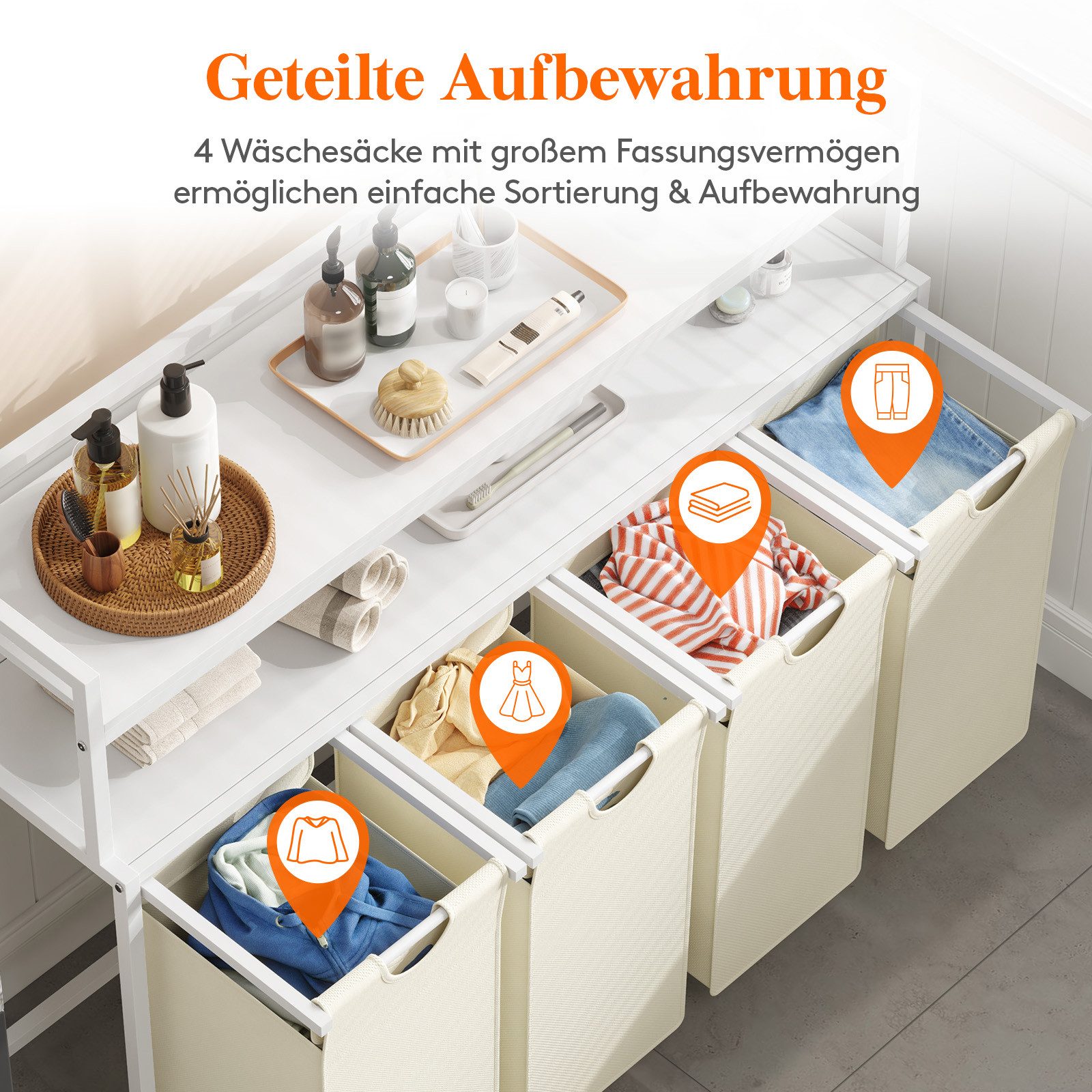 Lifewit Wäschebox Ausziehbarer Wäschekorb-Organizer mit 2 günstig online kaufen