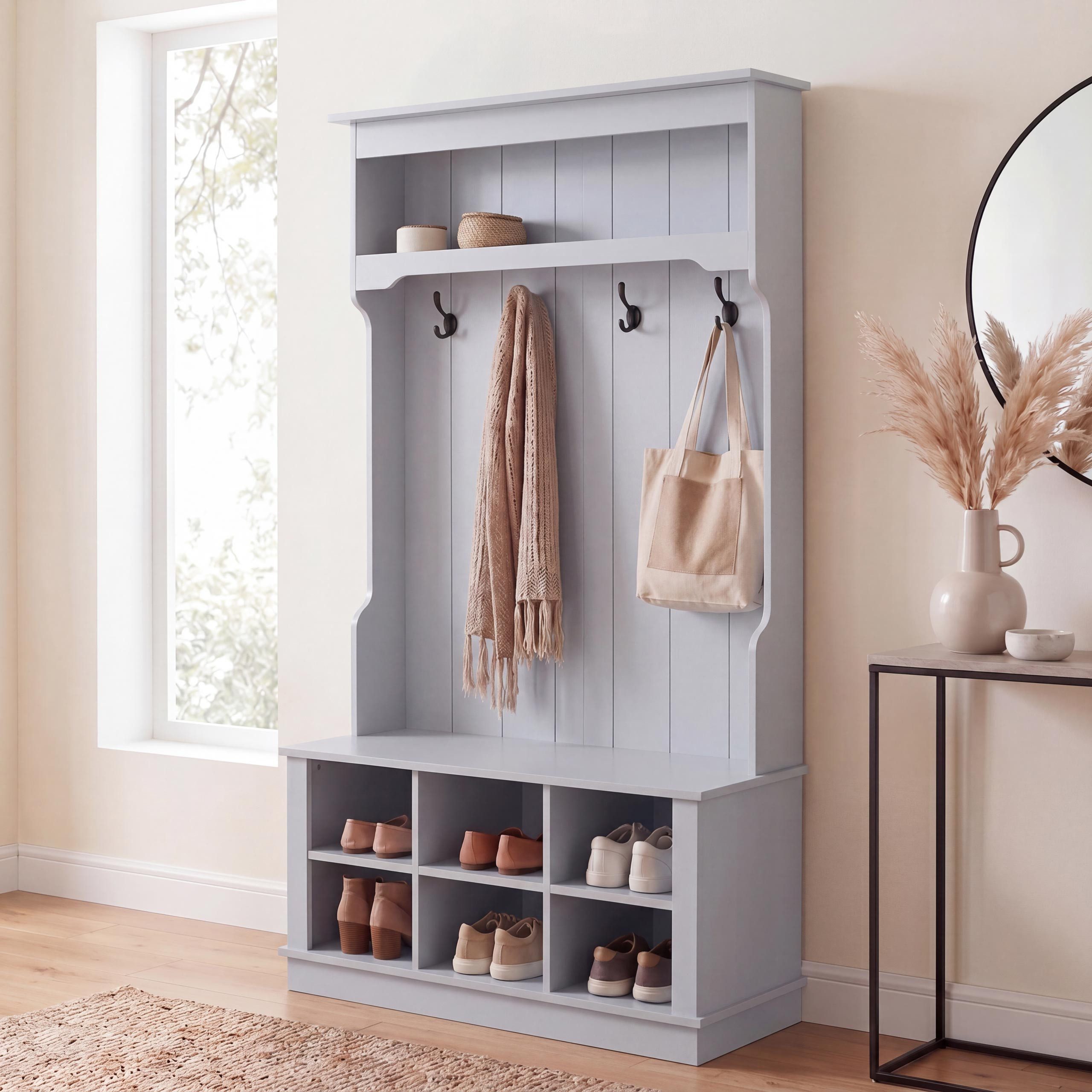 MCW Garderobe MCW-P26, Mit sechs Staufächern für Schuhe