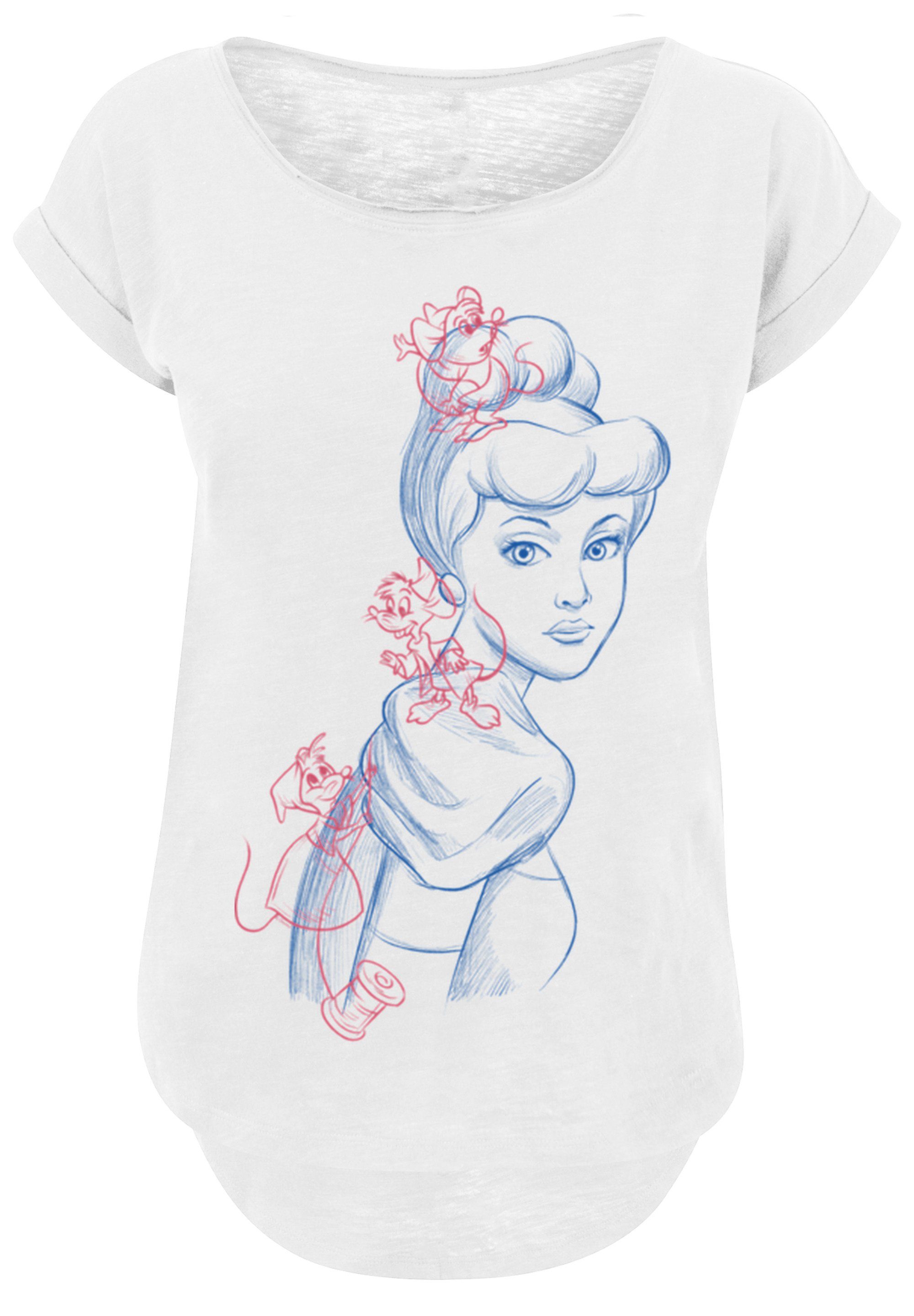 F4NT4STIC T-Shirt Disney Cinderella Mouse Zeichnung Damen,Premium  Merch,Lang,Longshirt,Bedruckt