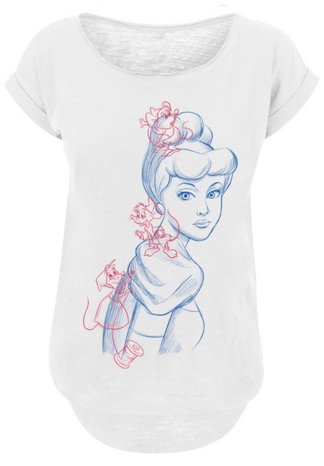 F4NT4STIC T-Shirt Disney Cinderella Mouse Zeichnung Damen,Premium  Merch,Lang,Longshirt,Bedruckt