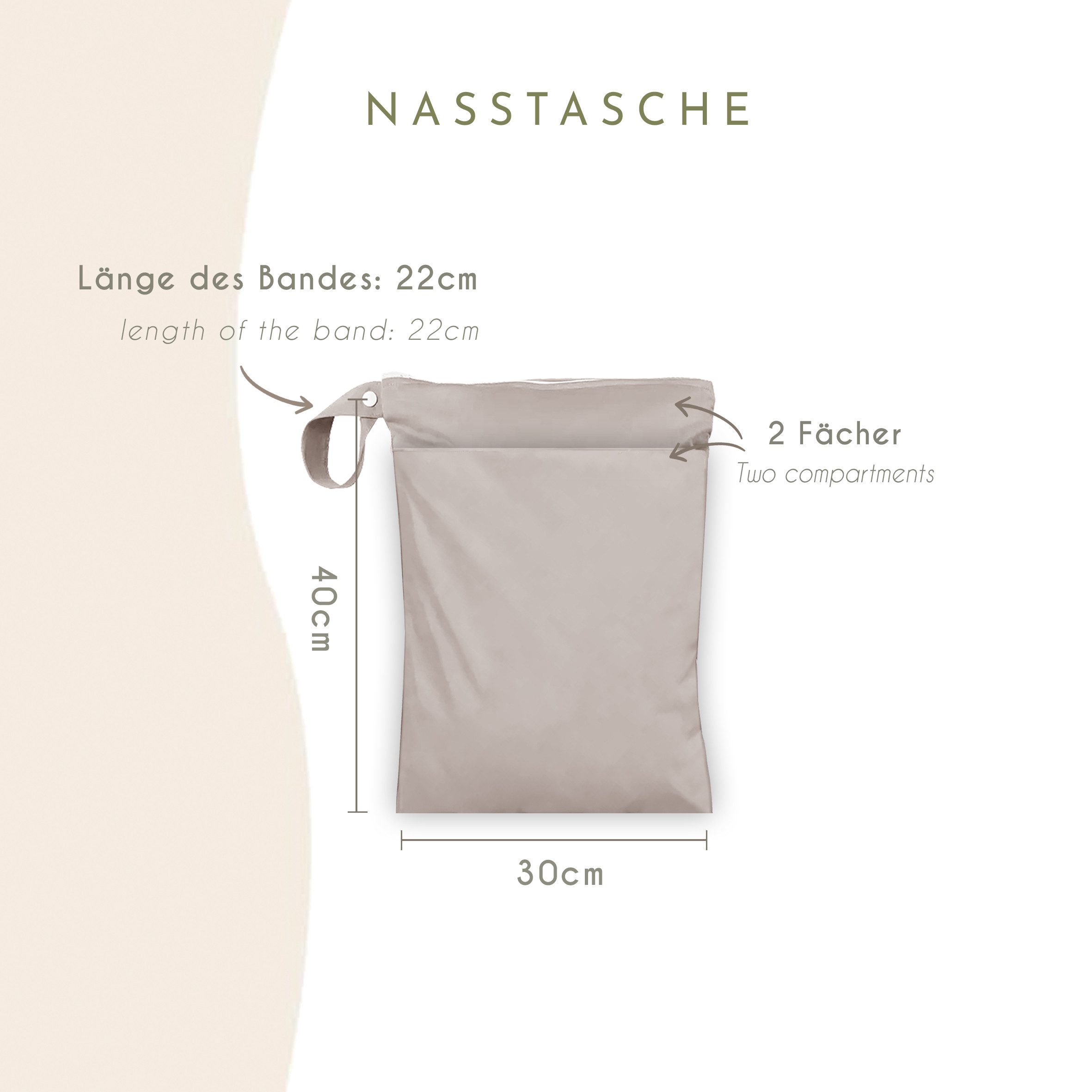 Artee Wickeltasche Nasstasche für Wechselwäsche Kita, Kindergarten, Strand, 1 Stück